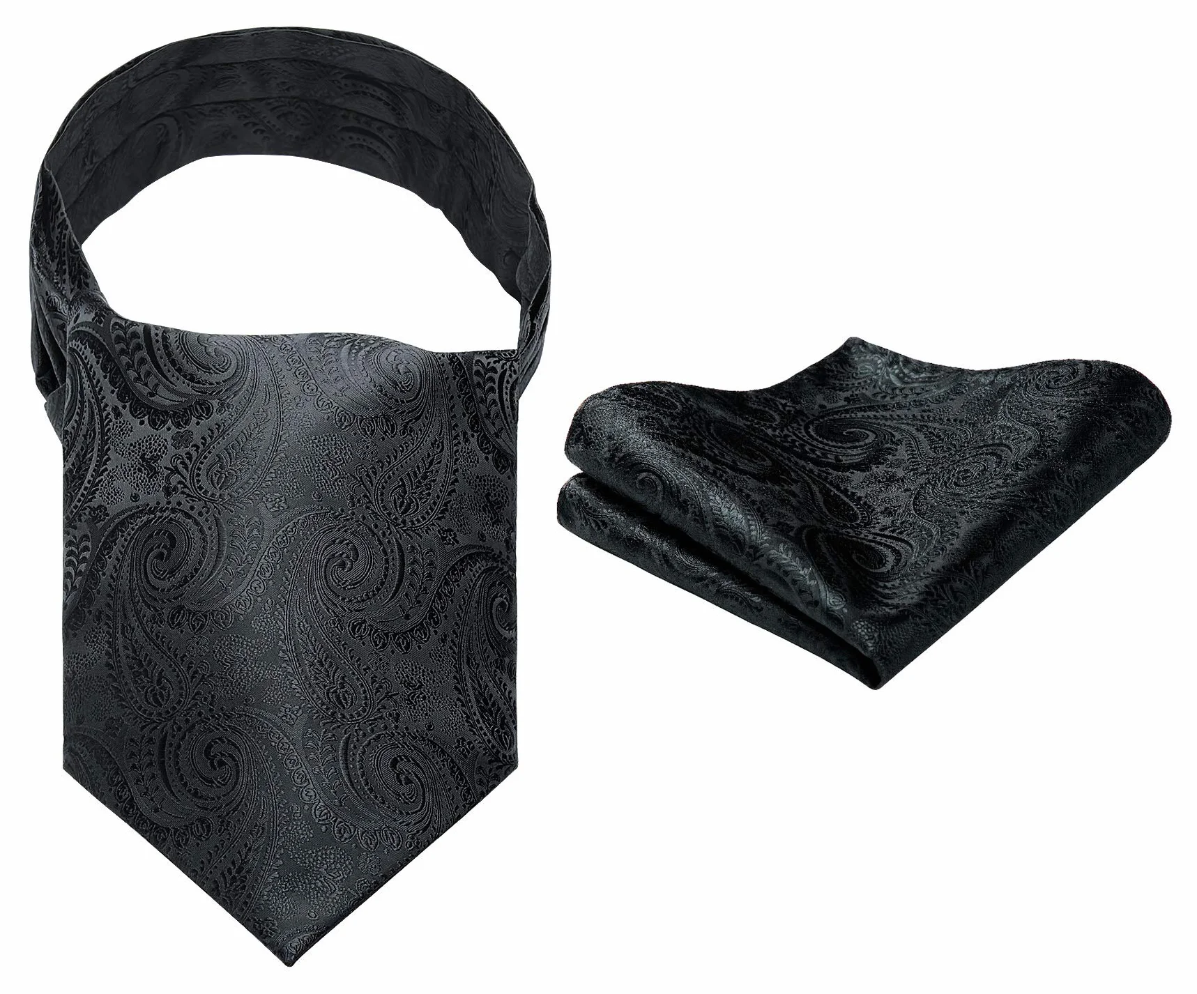 HISDERN Cravat dla mężczyzn paisley kwiatowe krawaty chusteczka żakardowe wesele Ascot krawat i kieszeń kwadratowy zestaw