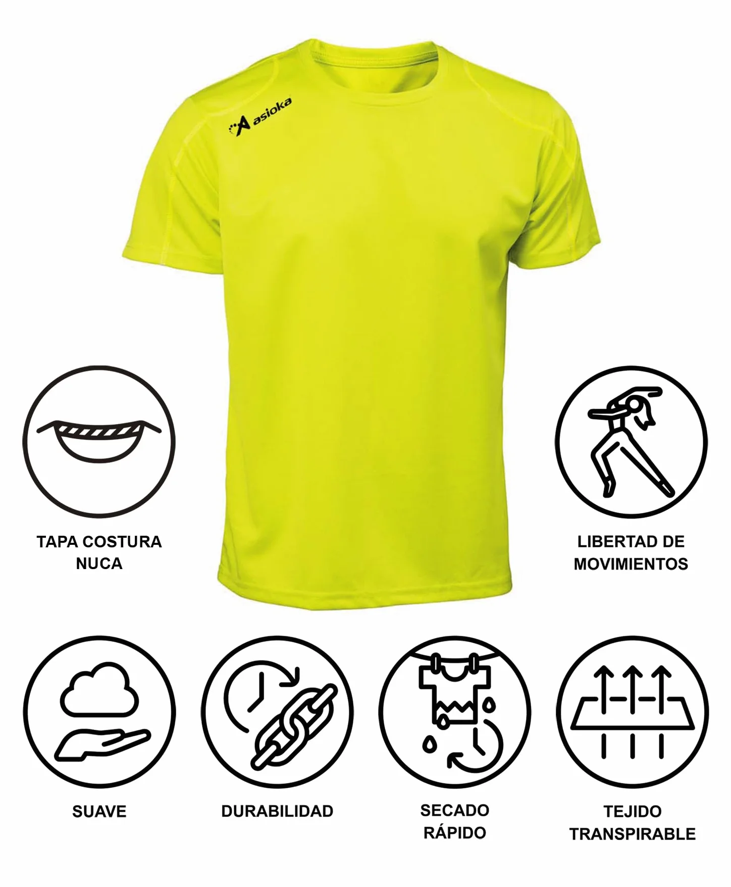 Asioka Uniseks 75/09 T-Shirt, Żółty, L