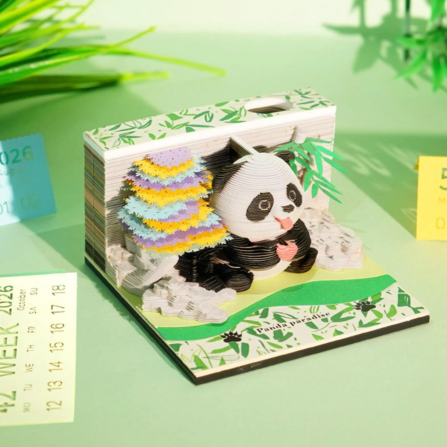 Kalendarz 3D, papier panda rze?ba notatnik, kalendarz 3D, do klasy, domu i nauczyciela, do pracy, urlop, trening fitness