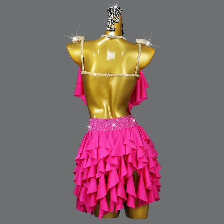 Szelki Latin Competition Stroje do tańca Kostiumy do tańca towarzyskiego dla kobiet Moda bez pleców cha cha sukienki ubrania Tango bez rękawów