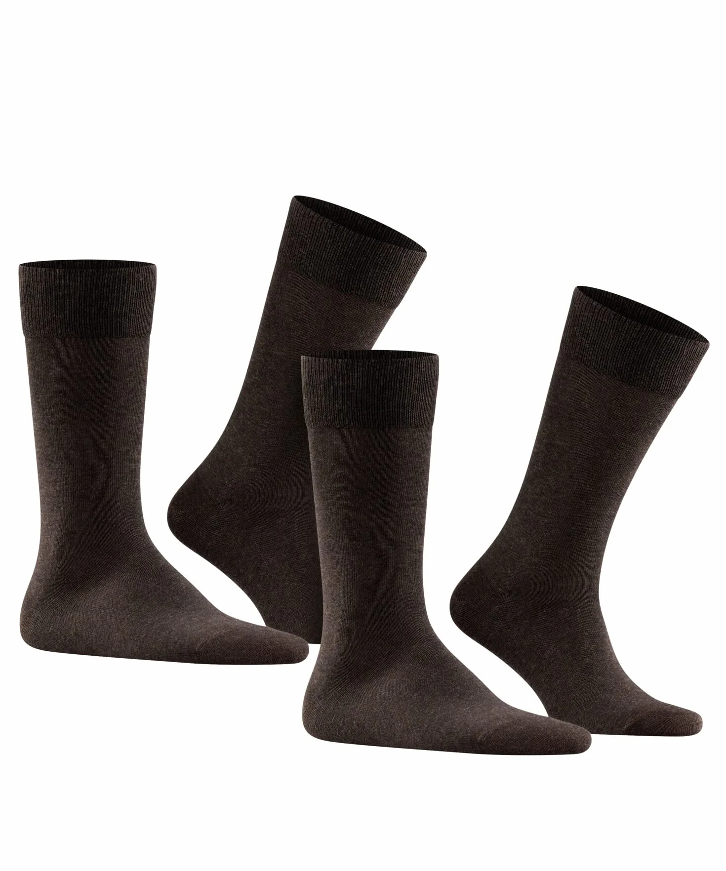 FALKE Mężczyźni Skarpety Happy Double Pack M So Oddychający I Szybkoschnący jednokolorowe 2 Pak, Brązowy Dark Brown 5450, 39-42