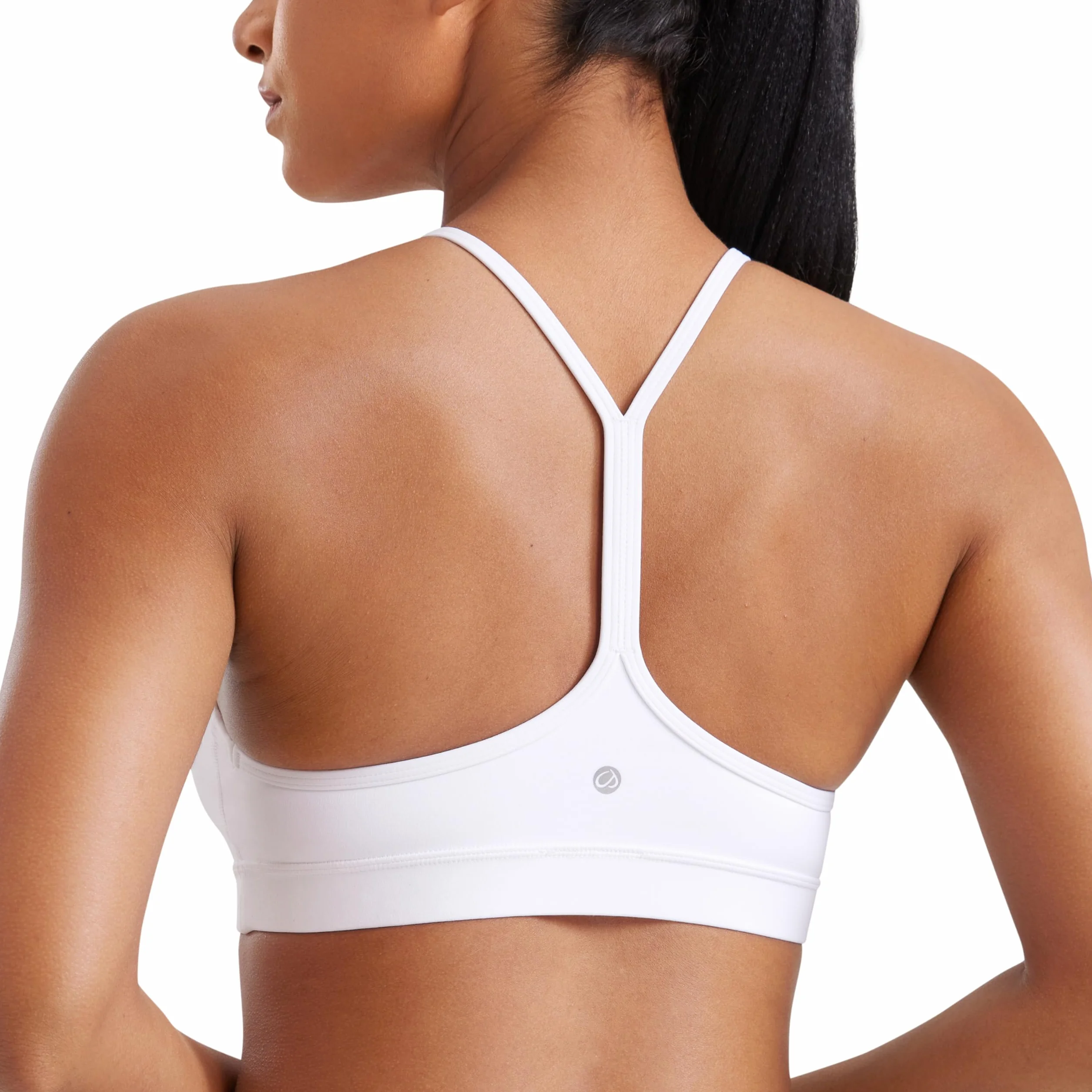CRZ YOGA Damski Low Impact Strappy Wyściełany Biustonosz Sportowy Y Racer Plecy Spaghetti Paski Jogi Biustonosz Topy