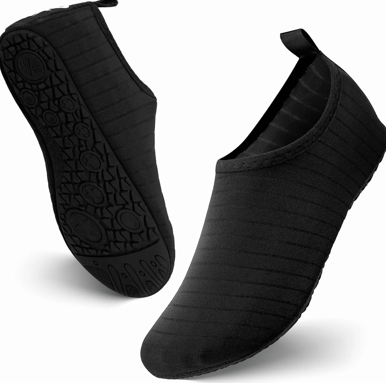 JOTO Męskie damskie buty wodne, antypoślizgowe buty do wody, buty sportowe, szybkoschnące, do nurkowania, do nurkowania, na plażę, do nurkowania z rurką, do kąpieli, Ciemna czerń, 48/49 EU