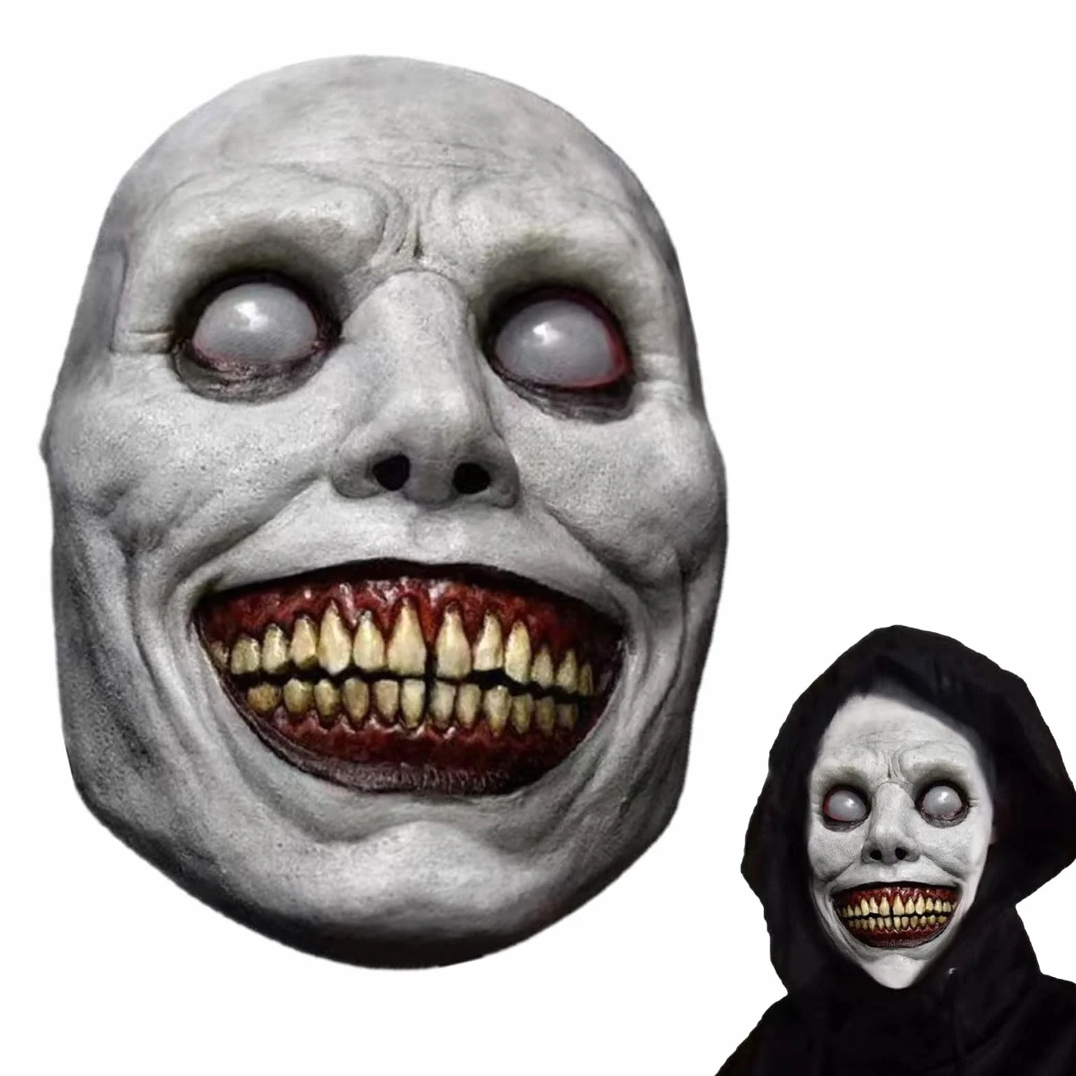 GWAWG Maska z uśmiechem egzorcysty na Halloween, przerażający horror, straszna maskarada, maska na Halloween, uśmiechnięty demon, straszny klaun, cosplay, rekwizyty do cosplay i akcesoria do kostiumu