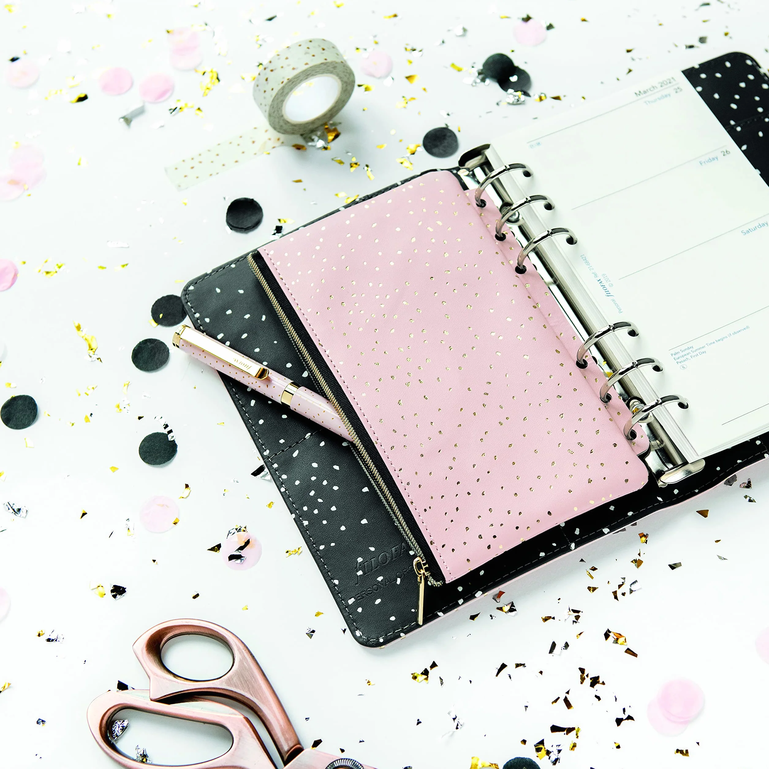 Filofax Akcesoria, A5/rozmiar osobisty, woreczek na zamek błyskawiczny, 17 cm x 10 cm, kolekcja konfetti (B132709), wielokolorowe