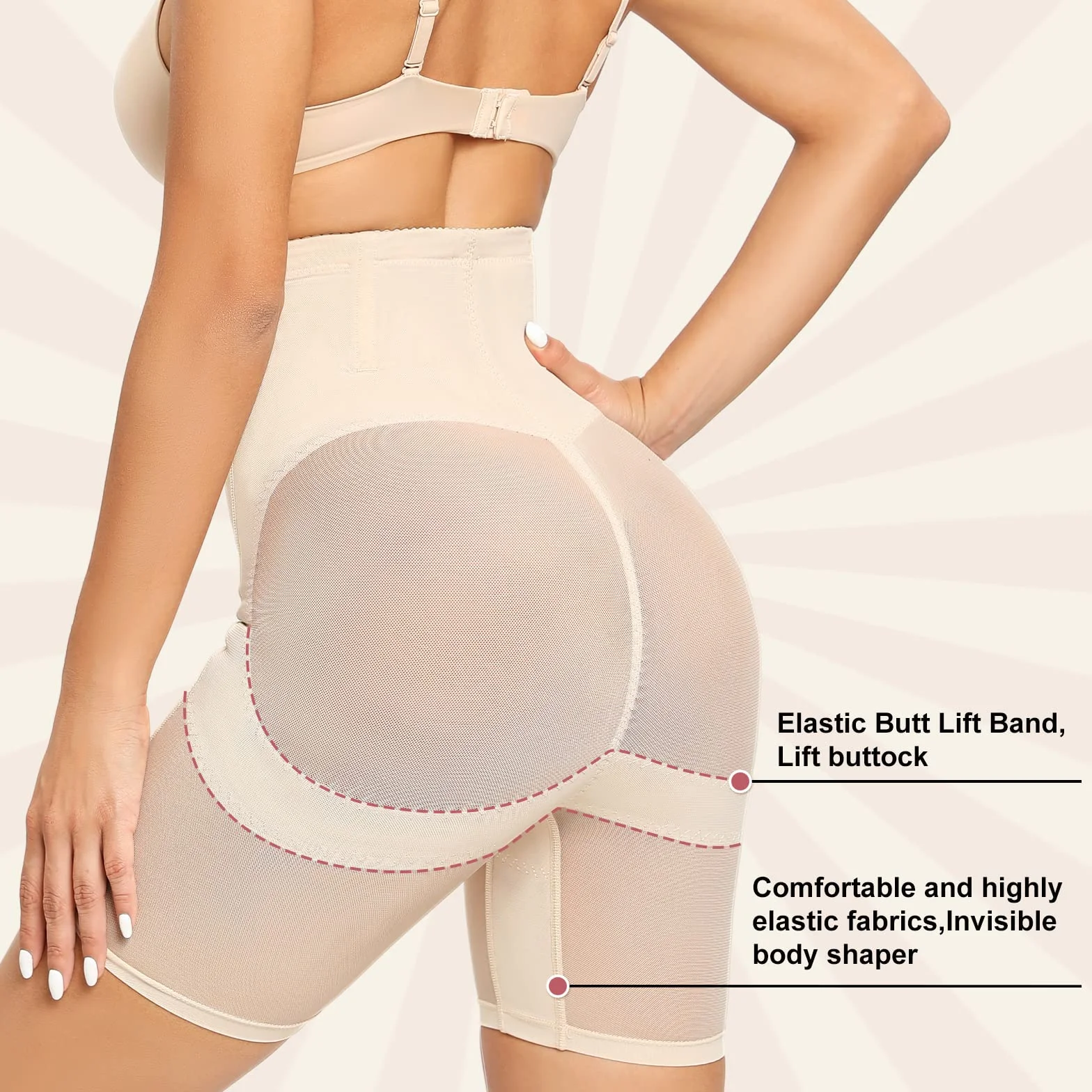 Tuopuda Damskie majtki wyszczuplające brzuch, bielizna modelująca, wysoka talia, modelująca sylwetkę, oddychająca talia, trener, wyszczuplająca bielizna, spodenki modelujące