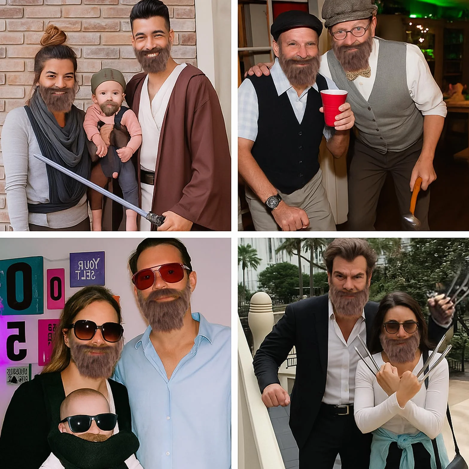 1 sztuka wąsów na Halloween, zabawna sztuczna broda, brązowa sztuczna broda z gumową taśmą, realistyczny sznaucer na akcesoria cosplay, imprezę tematyczną, Boże Narodzenie i Halloween