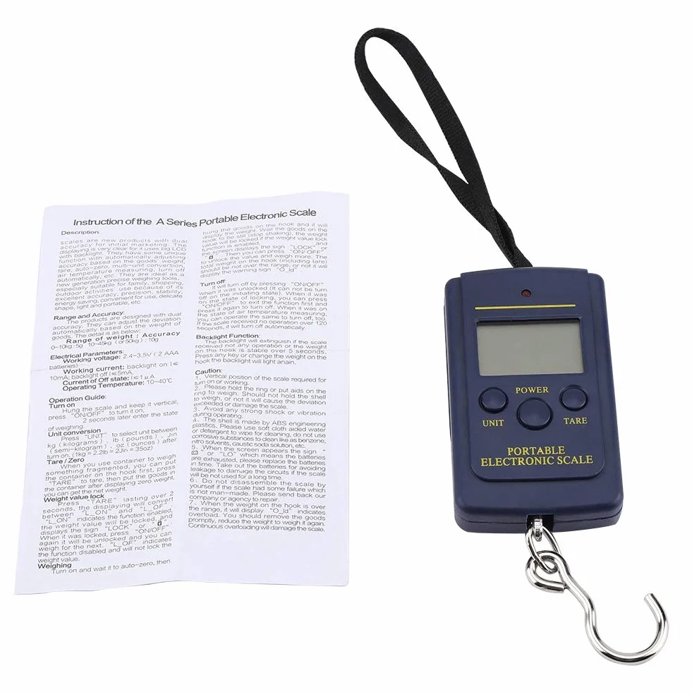 Cyfrowa waga wisząca, przenośny ABS Łatwy do odczytania Duży wyświetlacz LCD Waga elektroniczna z hakiem do domu