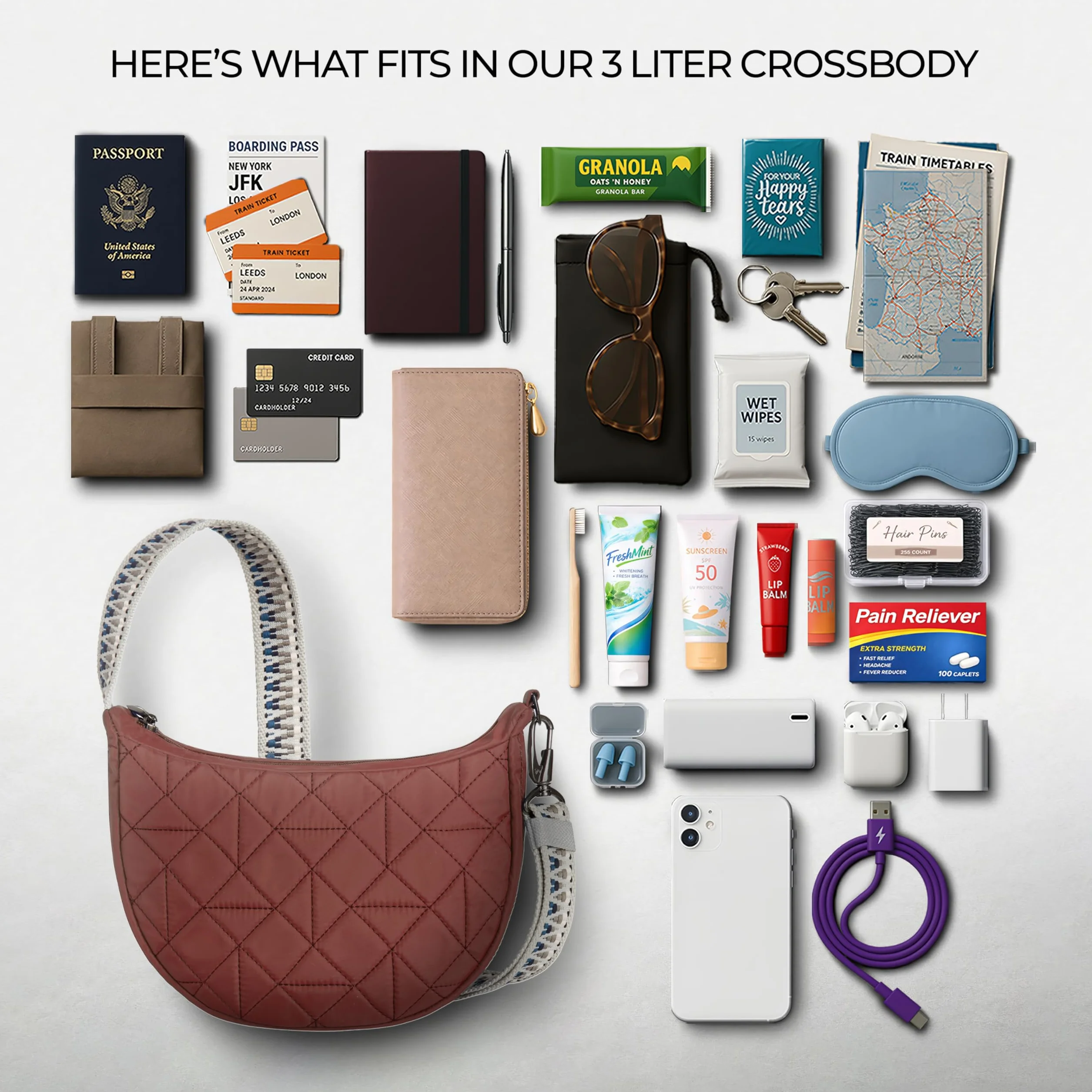 Travelon Unisex Boho Anti-Theft półksiężyc crossbody, papryka, Paprika