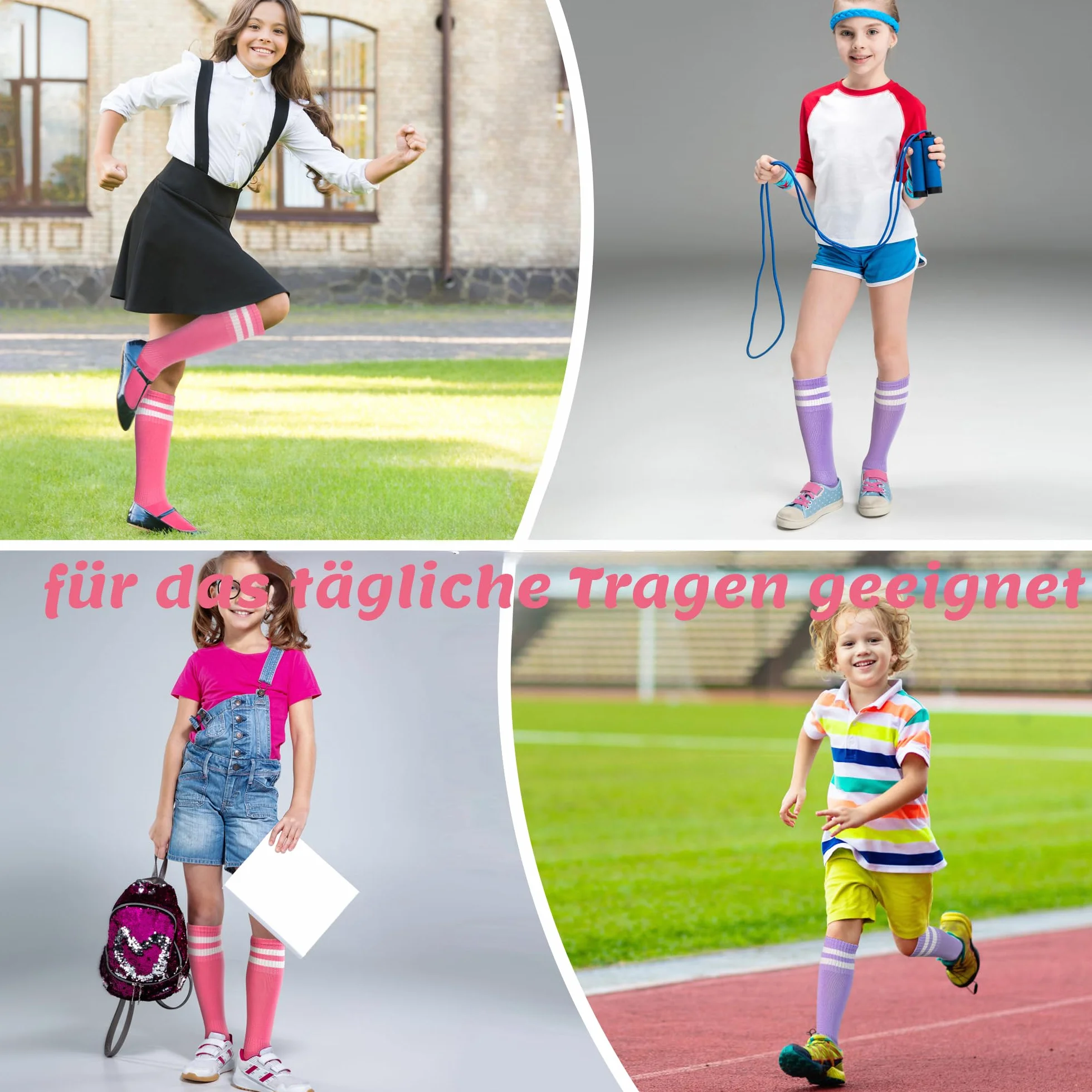 HYCLES 1/2 pary skarpet piłkarskich dla dzieci, skarpety sportowe, do szkoły, długie skarpety piłkarskie, oddychające, elastyczne skarpety dla dziewcząt, chłopców w wieku 3-13 lat