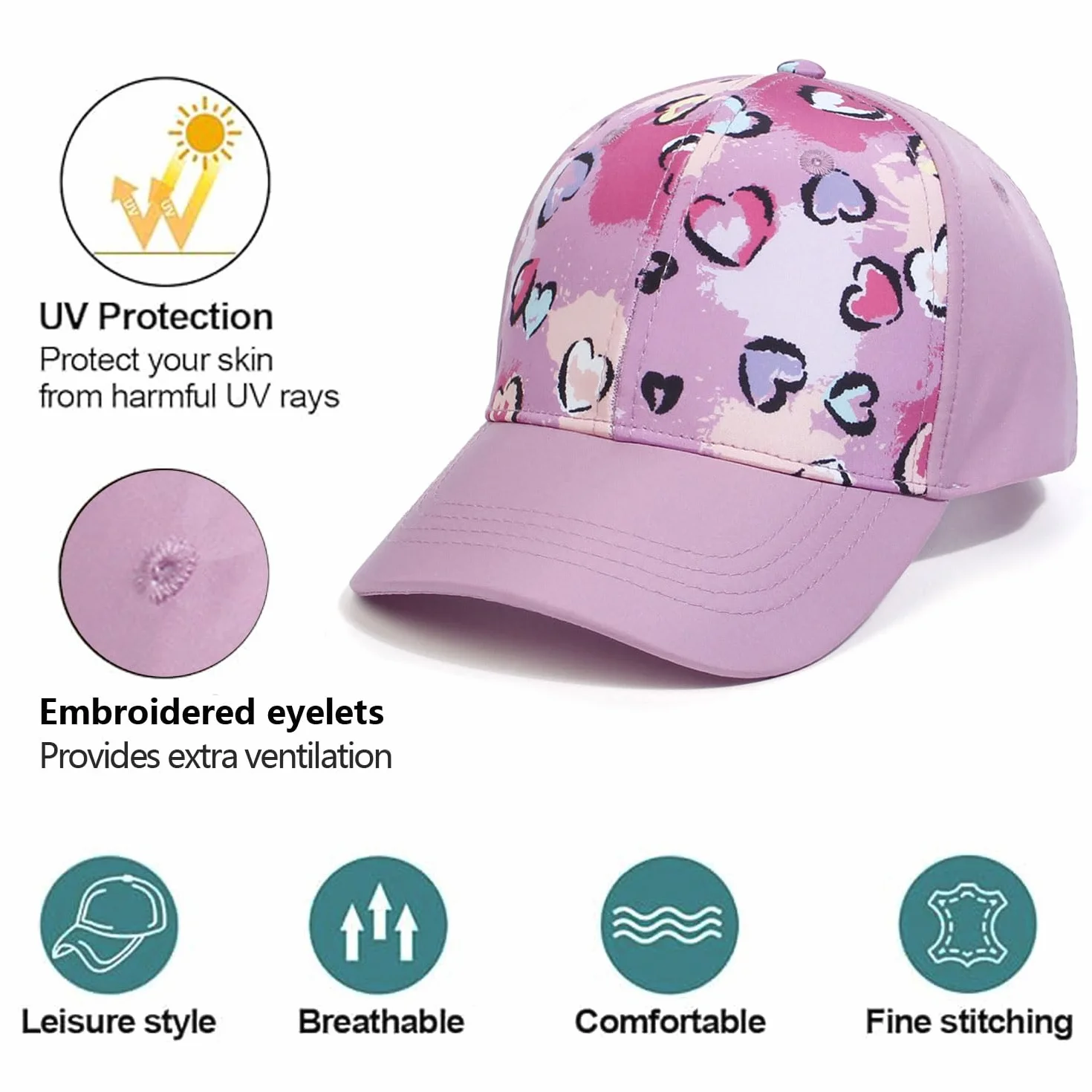 Czapka bejsbolowa dla dzieci w wieku 3-8 lat, dla dziewcząt i chłopców, regulowana, ochrona przed promieniowaniem UV, letnia czapka z daszkiem, czapka z daszkiem, kapelusz letni, kapelusz