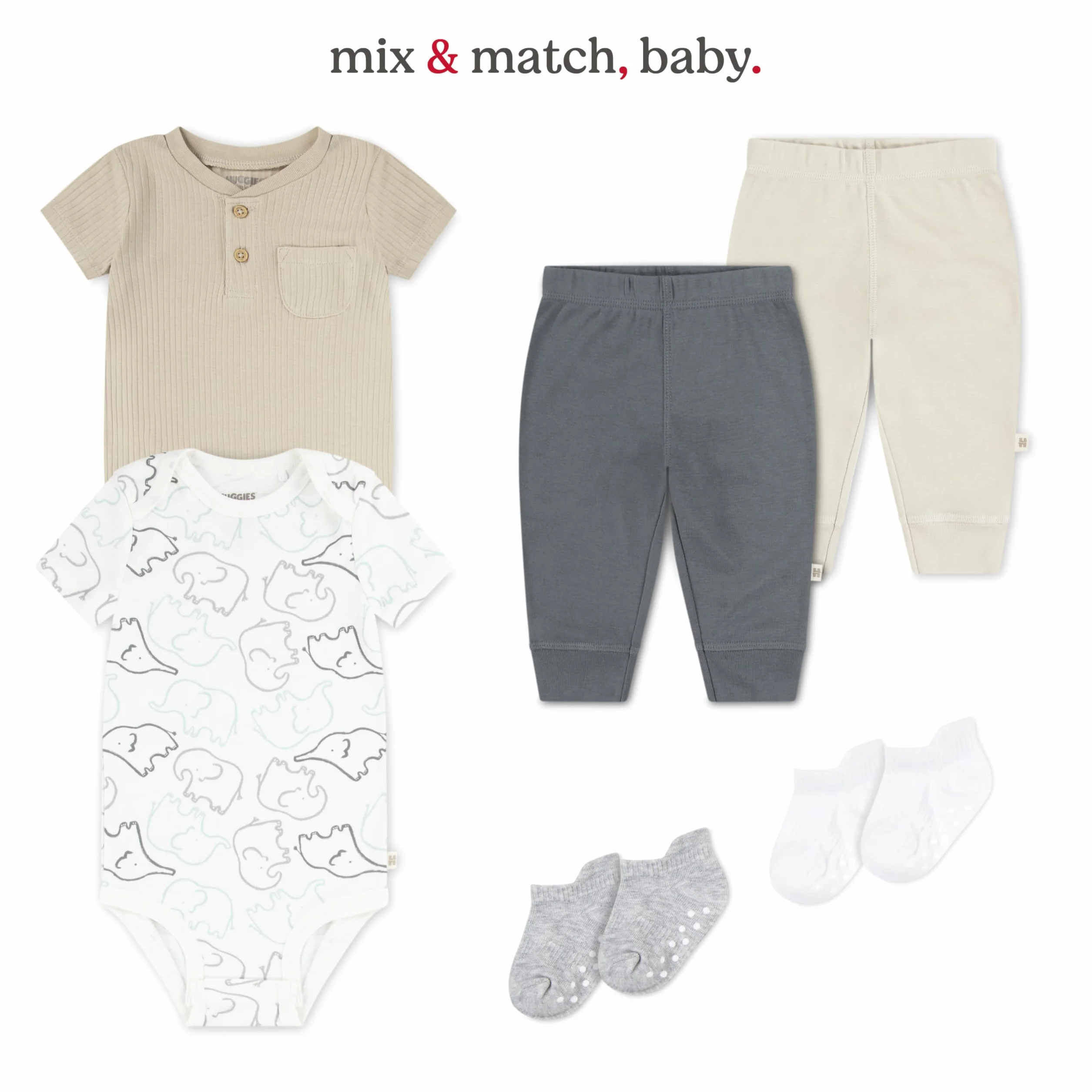Huggies Little Hugs Zestaw bielizny dla malucha uniseks (5 sztuk), zielony/biały/szary/biały, 18 miesięcy