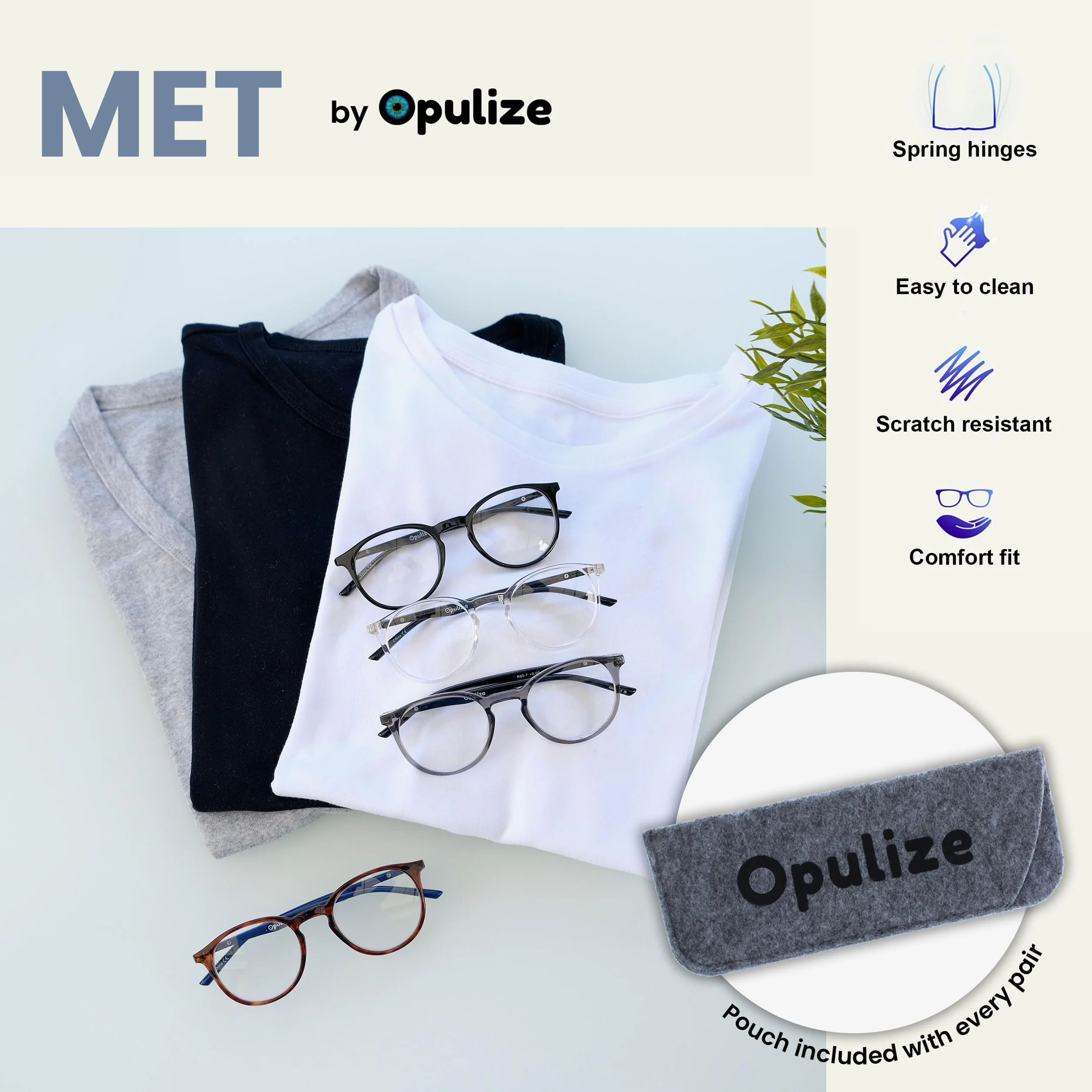 Opulize Met Green Carey Okulary Do Czytania Duże Okrągłe Wygodne Mężczyźni Kobiety Zawiasy Wiosna R60-6 +3.00