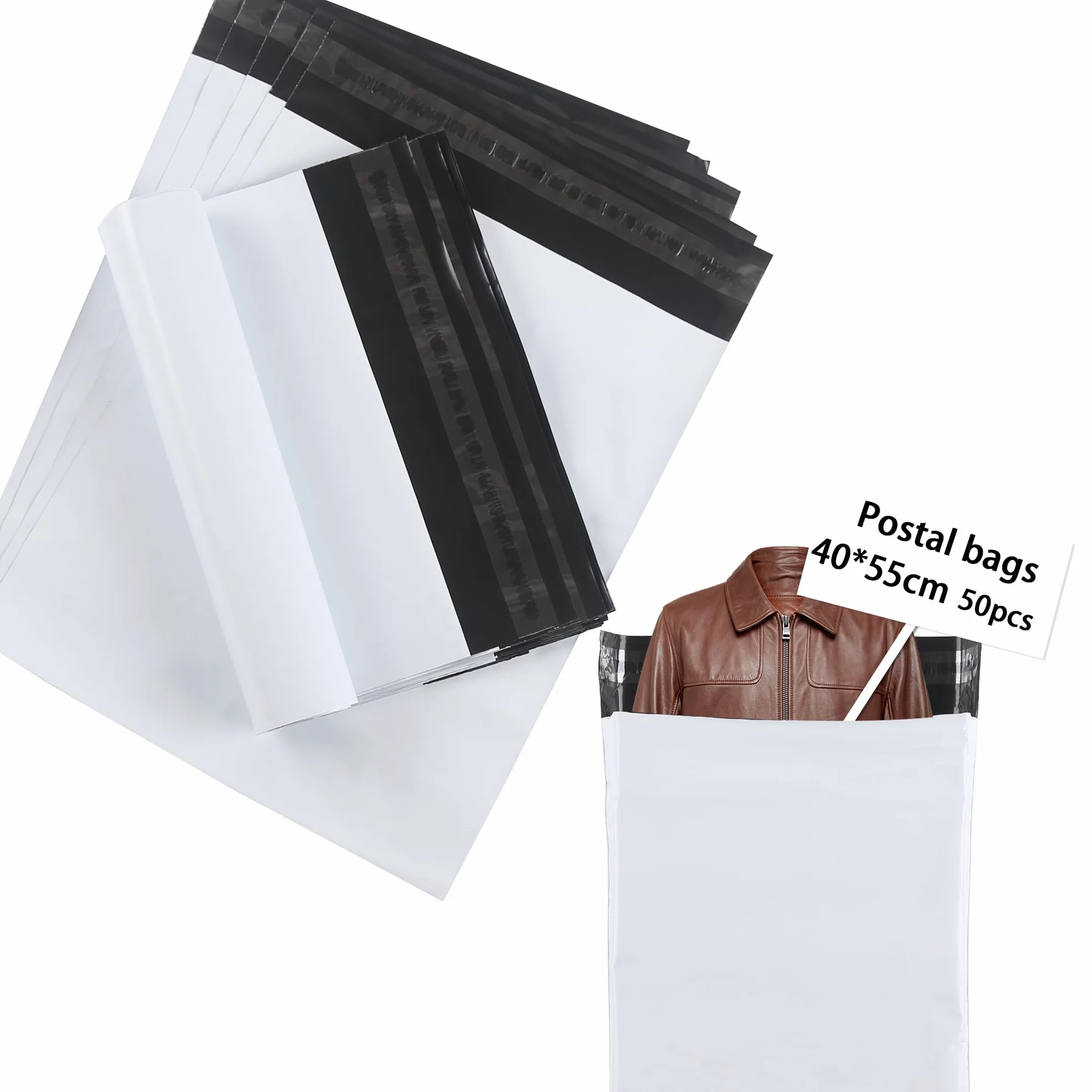 40x55cm Plastikowa koperta Wysyłka Opakowania Vinted Plastic Samoprzylepne Niełamliwe i wodoodporne torby wysyłkowe Worek wysyłkowy vinted-White 50 sztuk