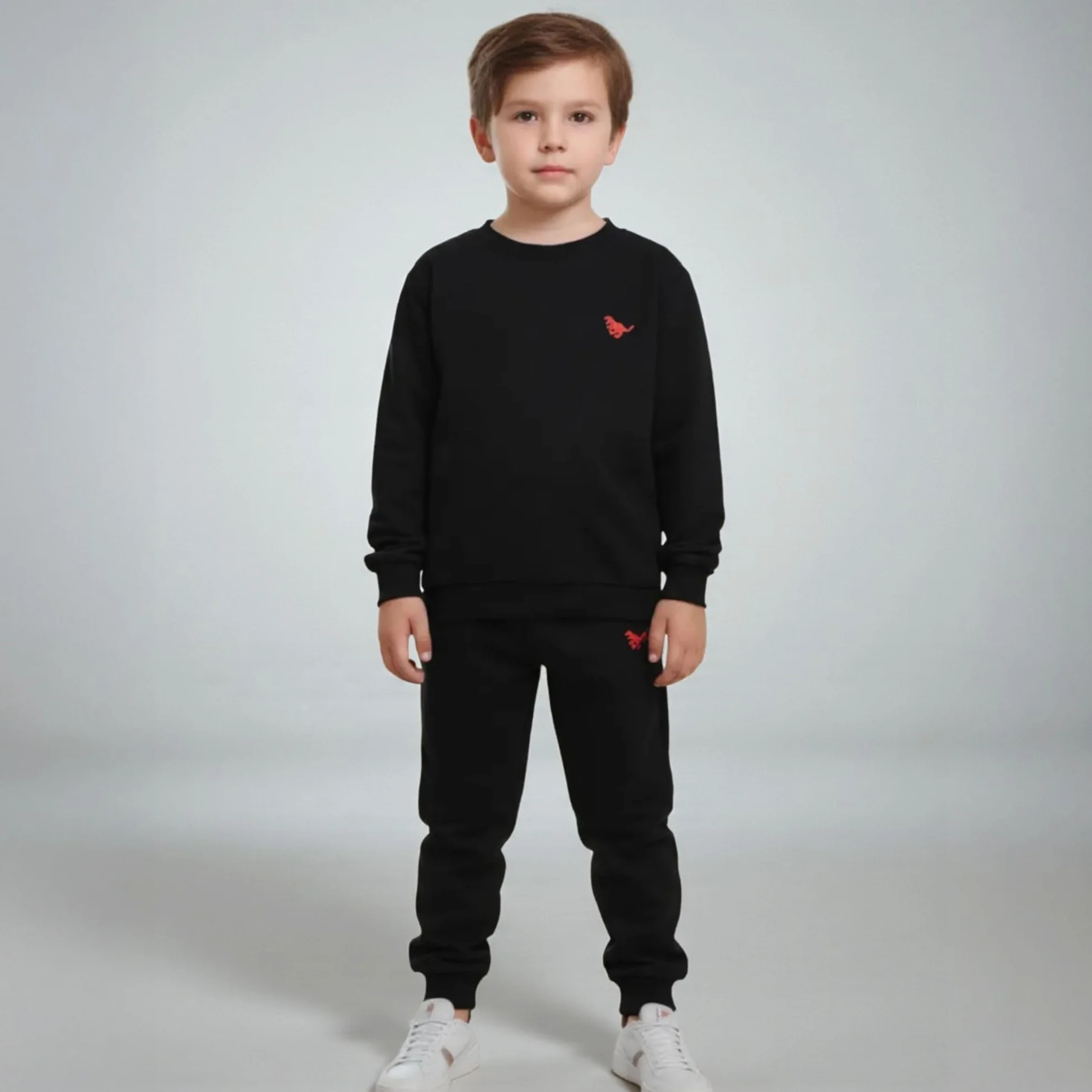 deiko Zestaw odzieży dziecięcej dla chłopców i dziewczynek, unisex, 100 bawełna, 2-częściowy top z długim rękawem i spodnie z kieszeniami, czarny, 3-4 lat