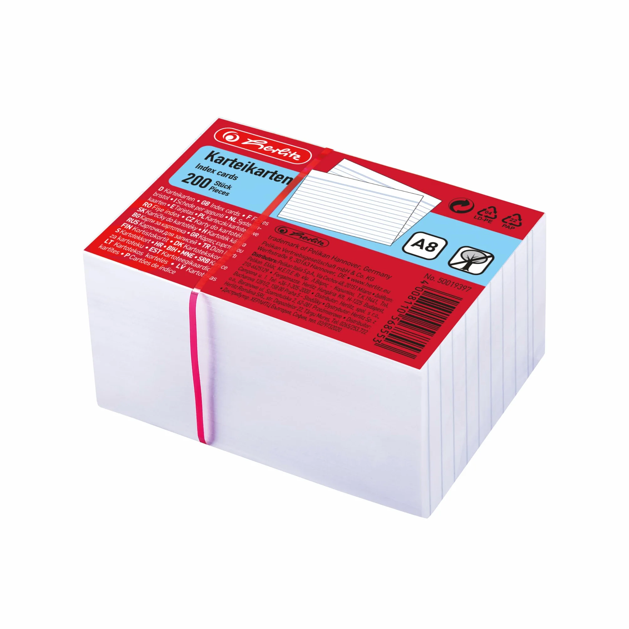 Herlitz 50019397 Fiszki A8, Biały