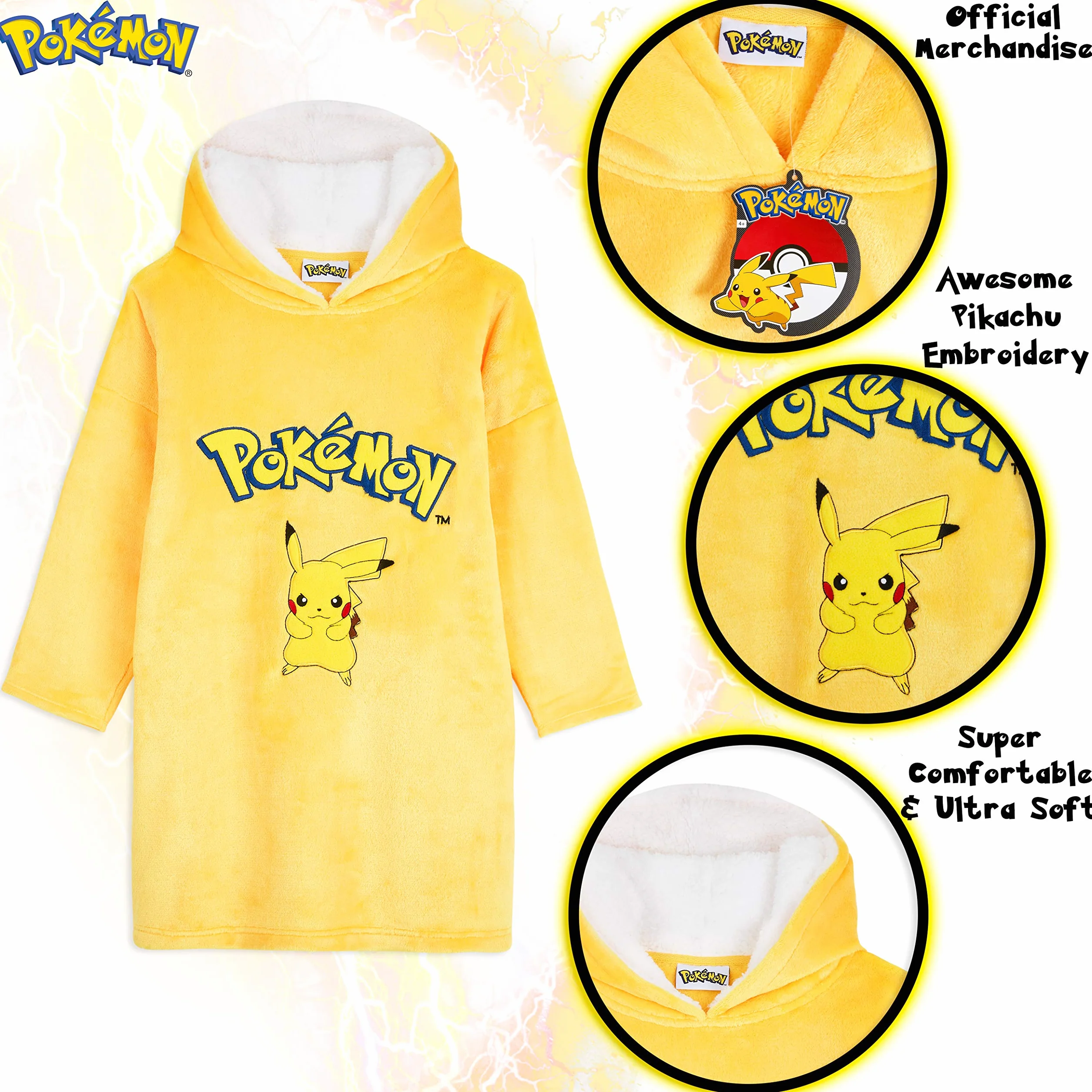 Pokémon Bluza w kratę, ponczo polarowa bluza z kapturem dla dzieci