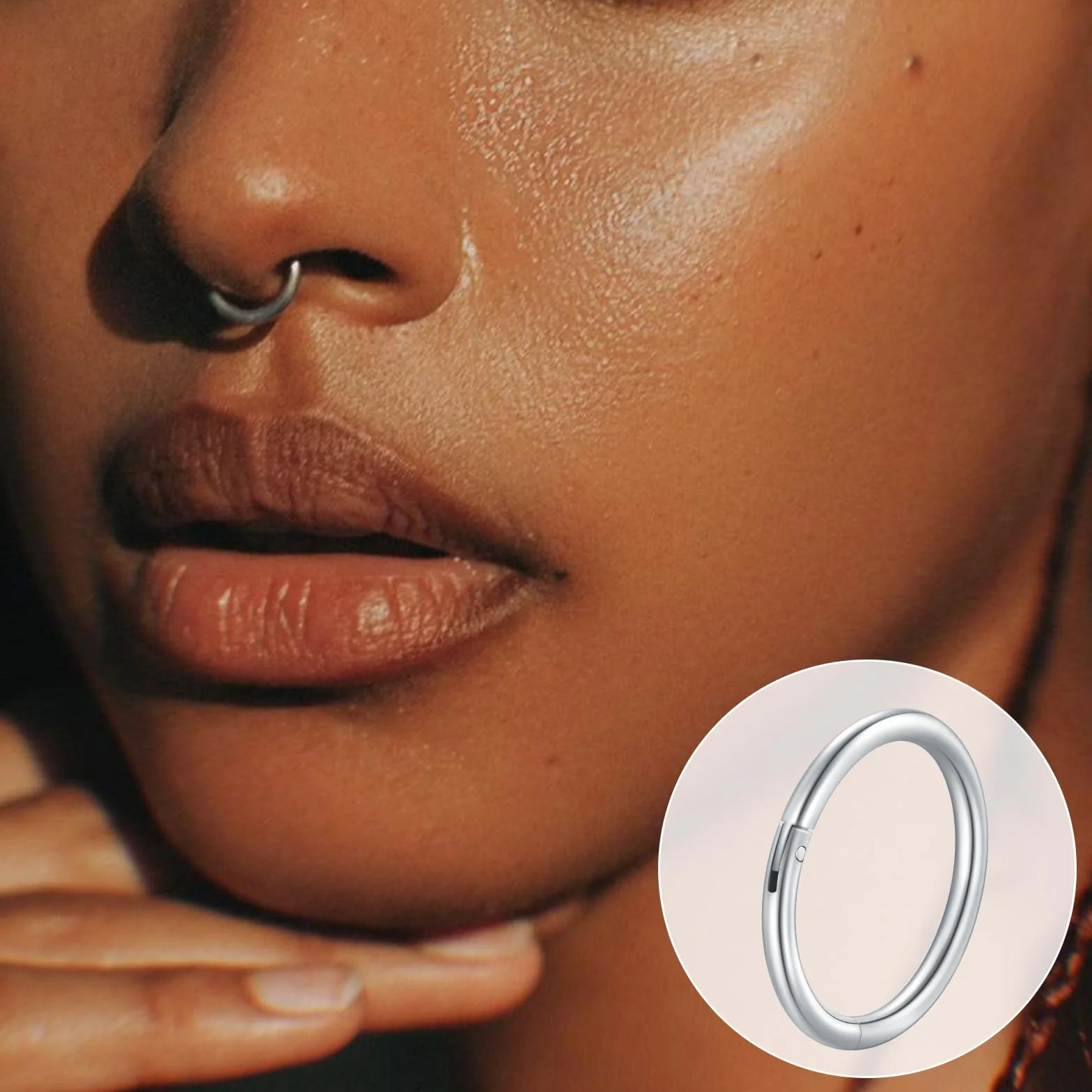 LAURITAMI 18G Piercing do nosa, stal chirurgiczna, zawiasy, segment, kolczyk do ust, chrząstki chrząstki helix trag chrząstki opal Piercing koło złote srebro 3 sztuki