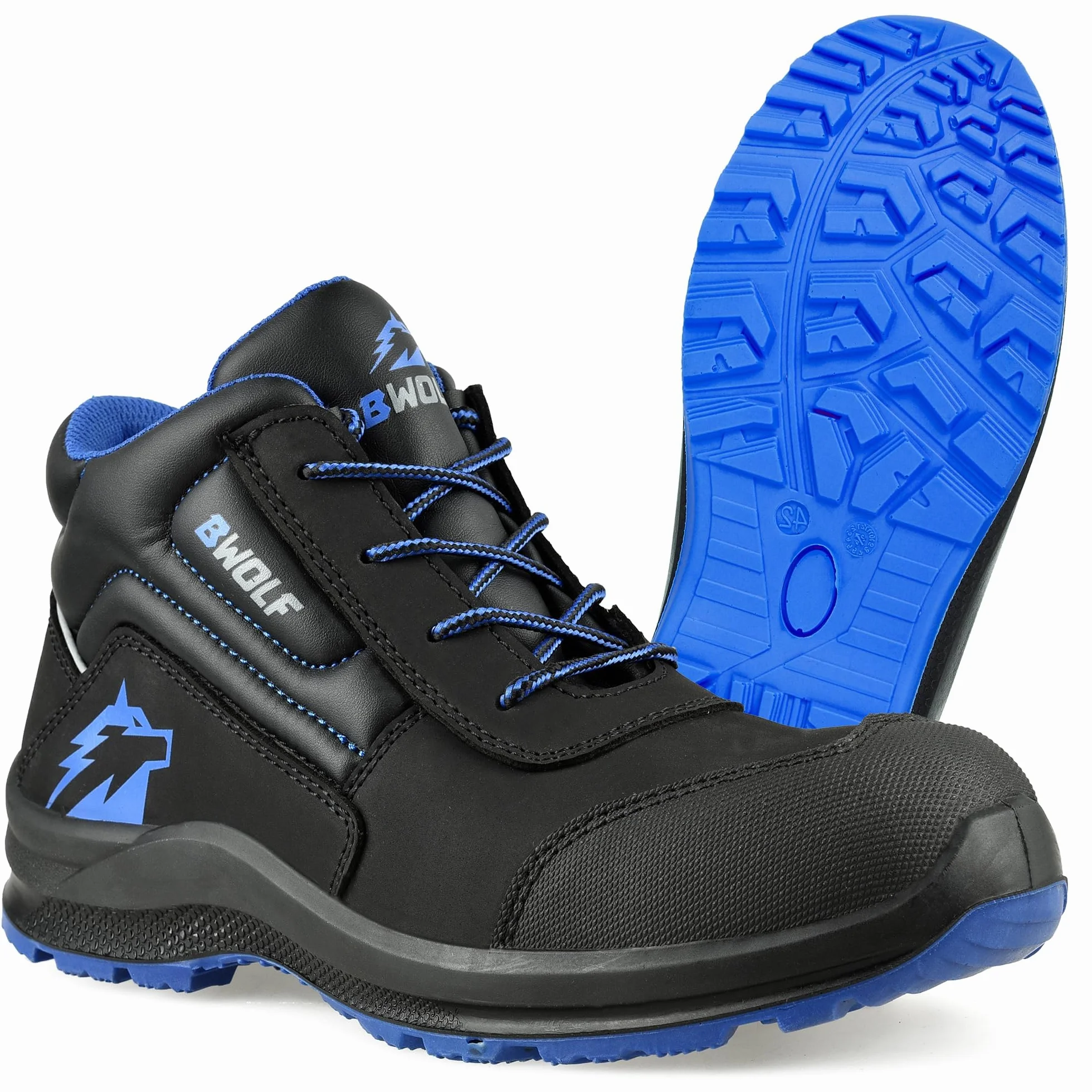BWOLF Spire skórzane buty robocze męskie S3 buty ochronne S3 wodoszczelne, odporne na olej, antypoślizgowe z technologią 4 x 4 Grip z ergonomiczną wymienną podeszwą