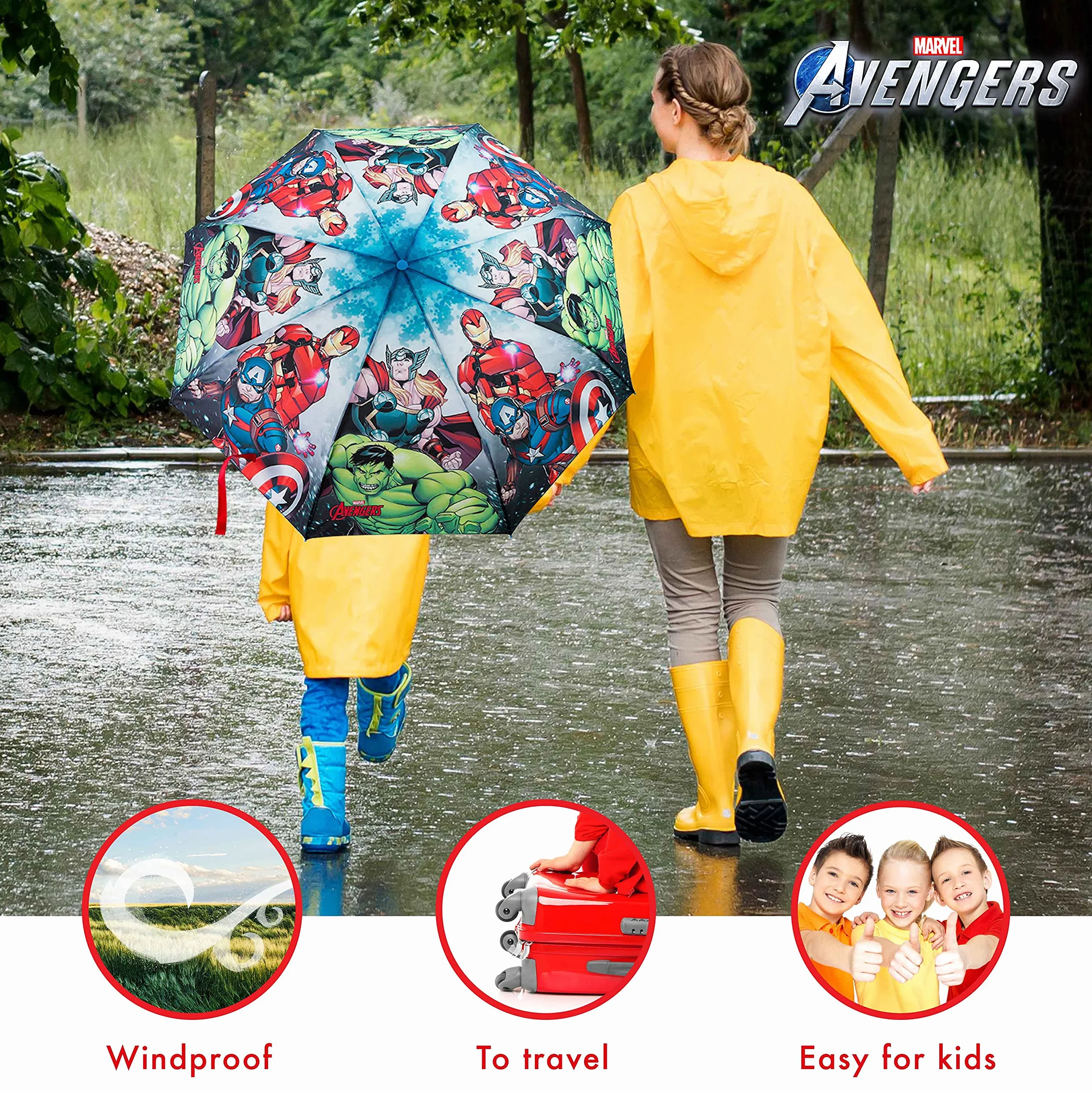 BONNYCO Parasol Wiatroodporny Kompaktowy z Wzmocnioną Strukturą. Parasol Składany do torebki, Plecaka, Podróży. Mini Umbrella Dziecięcy, Oryginalne Prezenty dla Chłopców i Dziewczynek