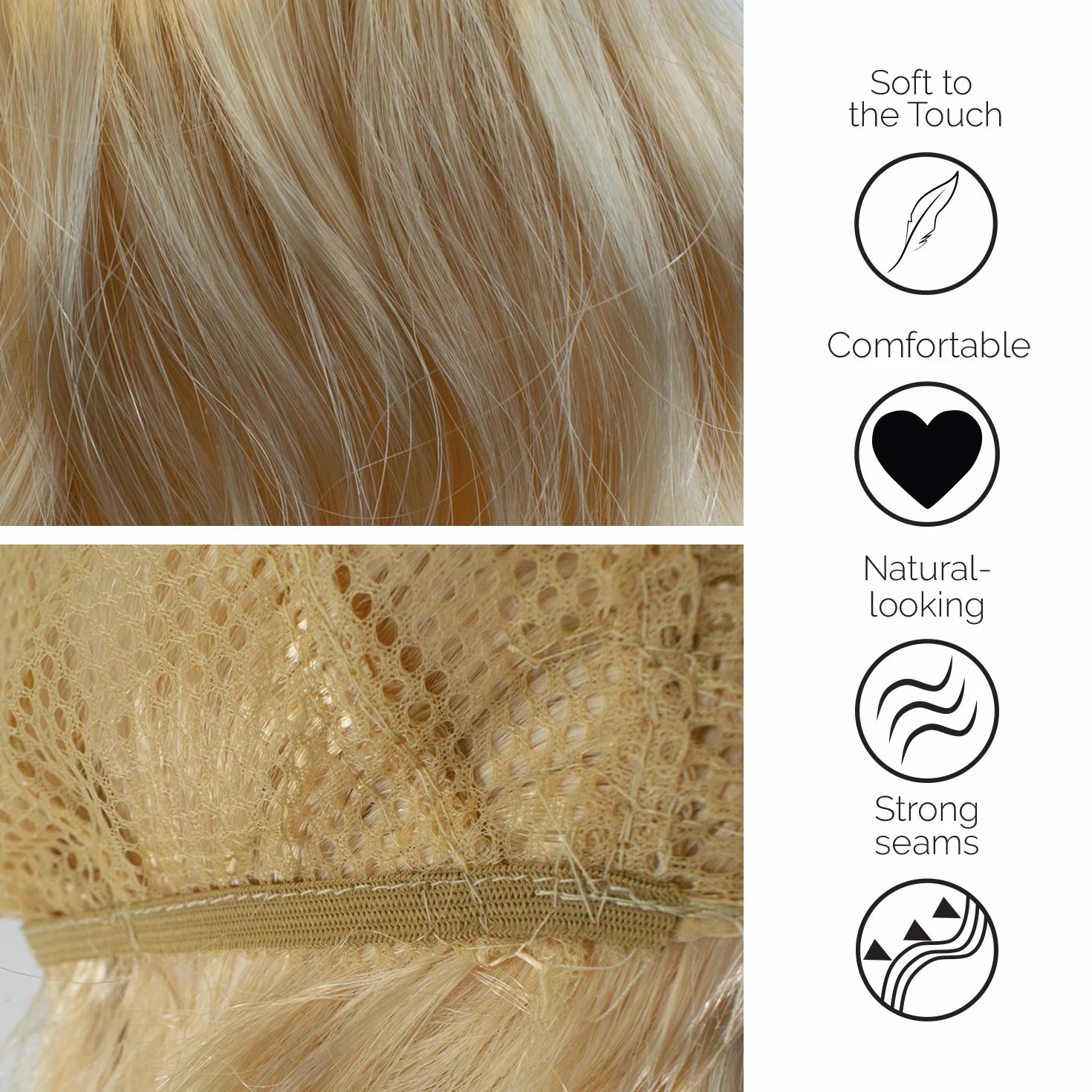 TRIXES Blond peruka – falowane, naturalnie wyglądające włosy z frędzlami – na imprezę kostiumową, Cosplay, Halloween