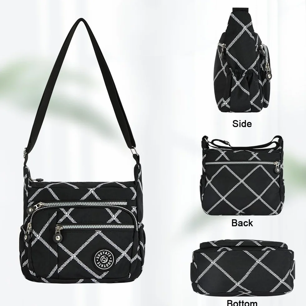 Aucuu Damska torba crossbody z wieloma kieszeniami, wielofunkcyjna torba crossbody, nylonowa lekka i wodoodporna, torba podróżna z regulowanym paskiem na ramię, na zakupy, wędrówki, do codziennego