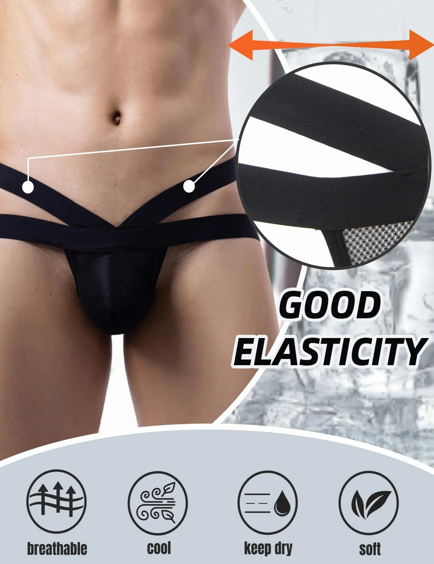 comeondear Seksowne stringi męskie bielizna plus size stringi majtki bielizna czarna Jockstrap stringi figi Stretch z niskim stanem G-Stringi