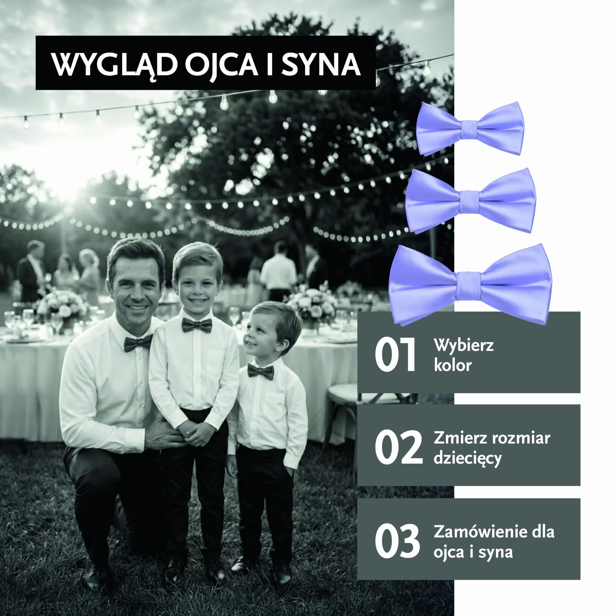 DonDon Muszka dla dzieci, chłopców, niemowląt i mężczyzn, wygląd jedwabiu, błyszcząca wiązana z regulowaną długością wykonana z poliestru – na ślub, komunię i uroczystości