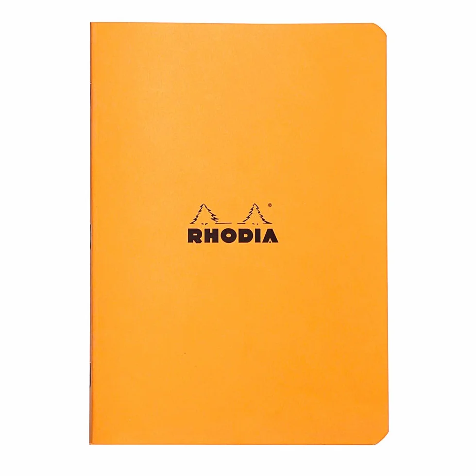 RHODIA 119184C – Zeszyt szyty Pomarańczowy – A5 (14,8 x 21 cm) – w kratkę – 96 stron – papier Clairefontaine biały 80 g/m² – miękka, powlekana, wytrzymała i wodoodporna okładka – Classic