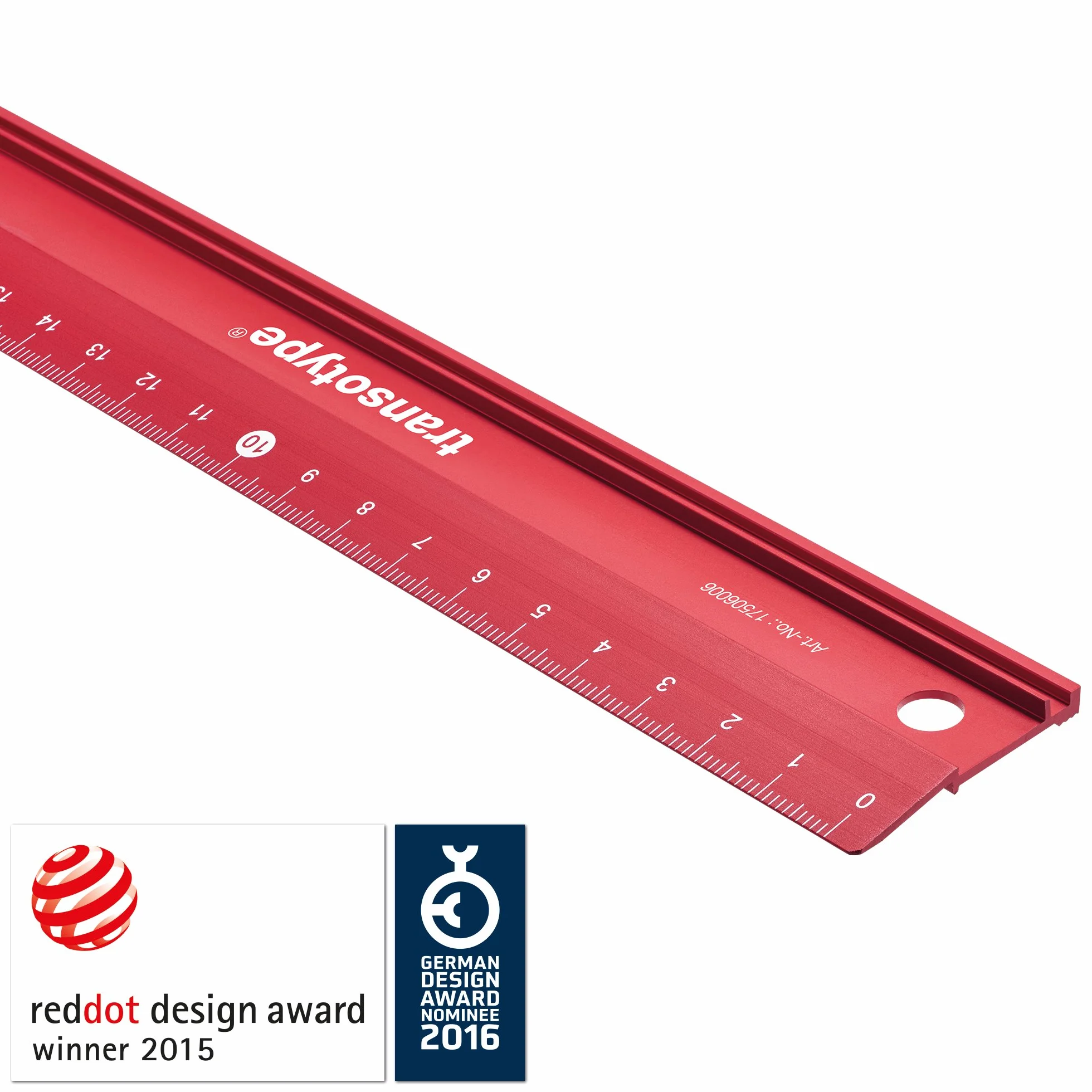 Linijka do cięcia o długości 30 cm, wykonana z aluminium w kolorze jaskrawoczerwonym, antypoślizgowa, wytrzymała, z wyjątkowo prostym ostrzem