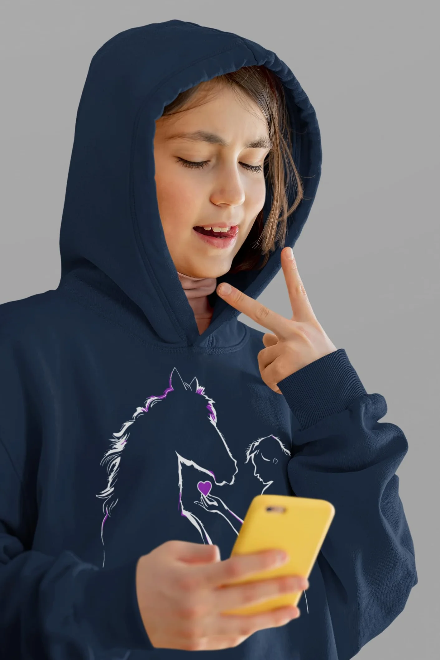 Sweter z koniami dla dziewczynki: miłość konia - bluza z kapturem dla dziewczynek - prezent dla koni - dziecięca bluza z kapturem koń - odzież jeździecka - My Horse - akcesoria do jazdy konnej