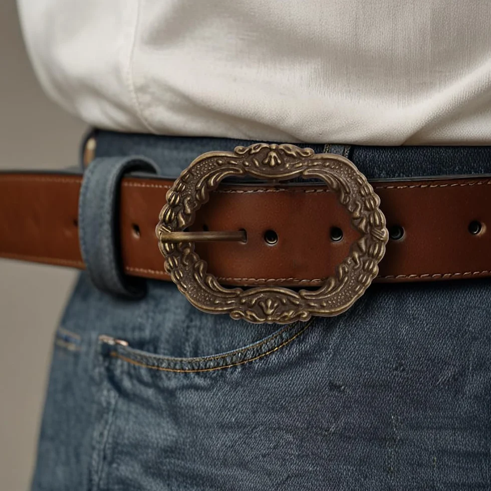 8 sztuk sprzączek do paska w stylu vintage, metalowe klamry rolowane 30 mm, klamra zamienna do paska ludowego, spodni ludowych, spodni skórzanych (brąz; antyczne srebro), brąz; antyczne srebro