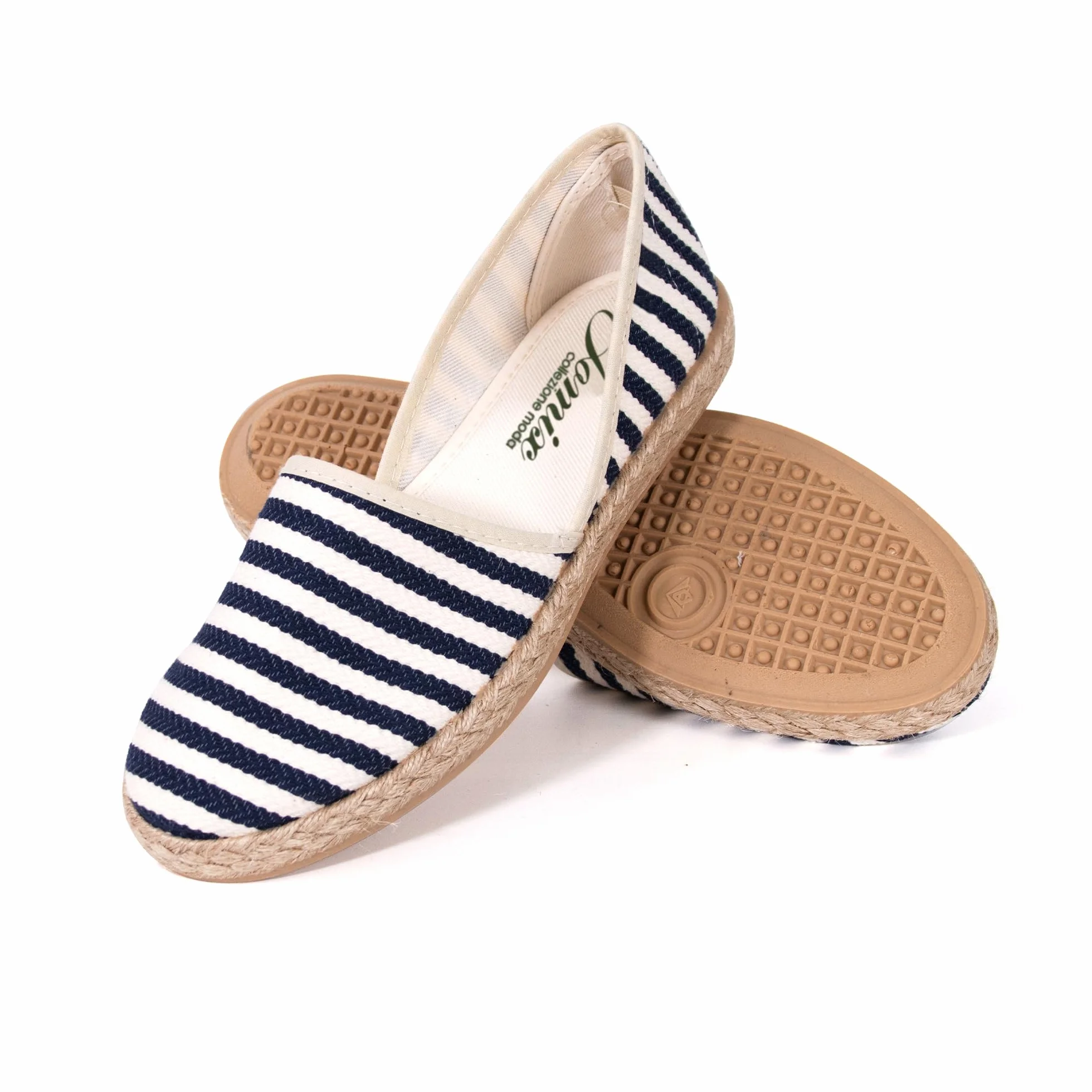 JOMIX Espadryle Damskie Płaskie Wyprodukowano W Hiszpanii Sneakers Damskie Letnie Mokasyny Damskie Z Nadrukiem W Paski