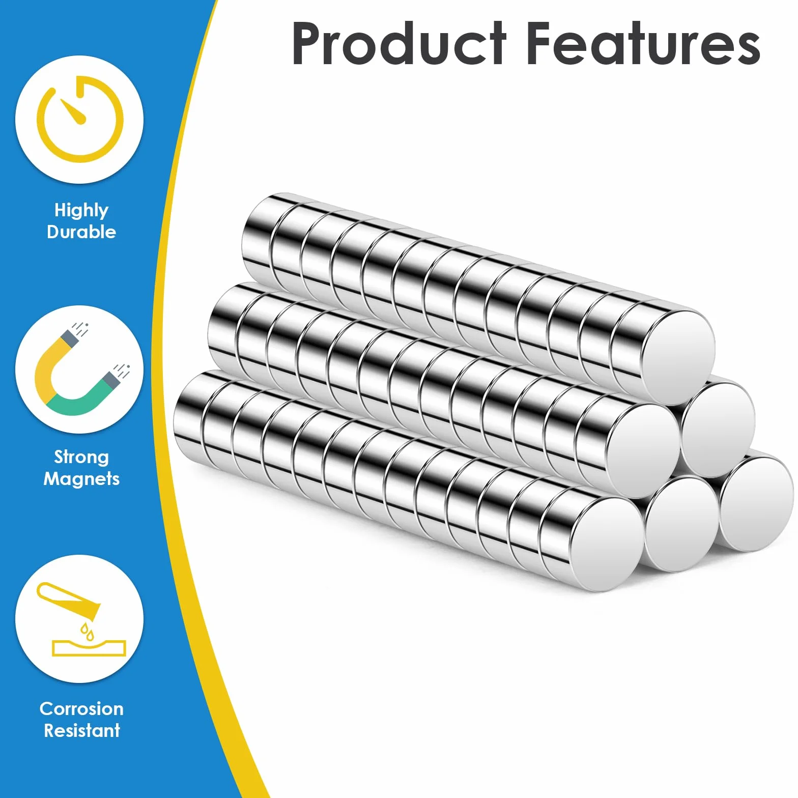 6 x 3 mm małe magnesy mocne, 80 sztuk mini magnesów na lodówkę, okrągłe magnesy neodymowe do rzemiosła, domu, biura, zdjęć, map i "zrób to sam"