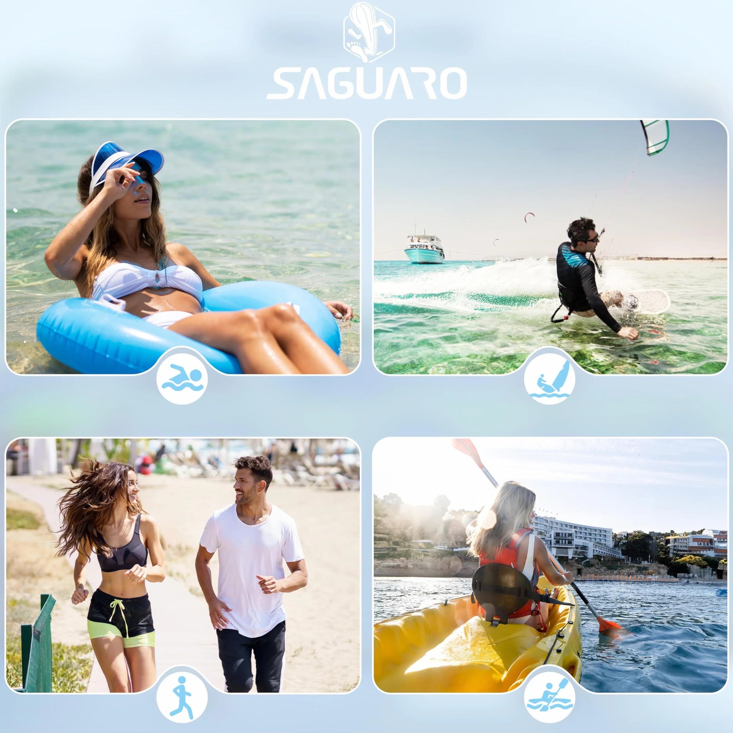 SAGUARO Buty kąpielowe, plażowe, do wody, do surfowania, pływania, minimalistyczne, neoprenowe na gołe stopy, dla kobiet i mężczyzn