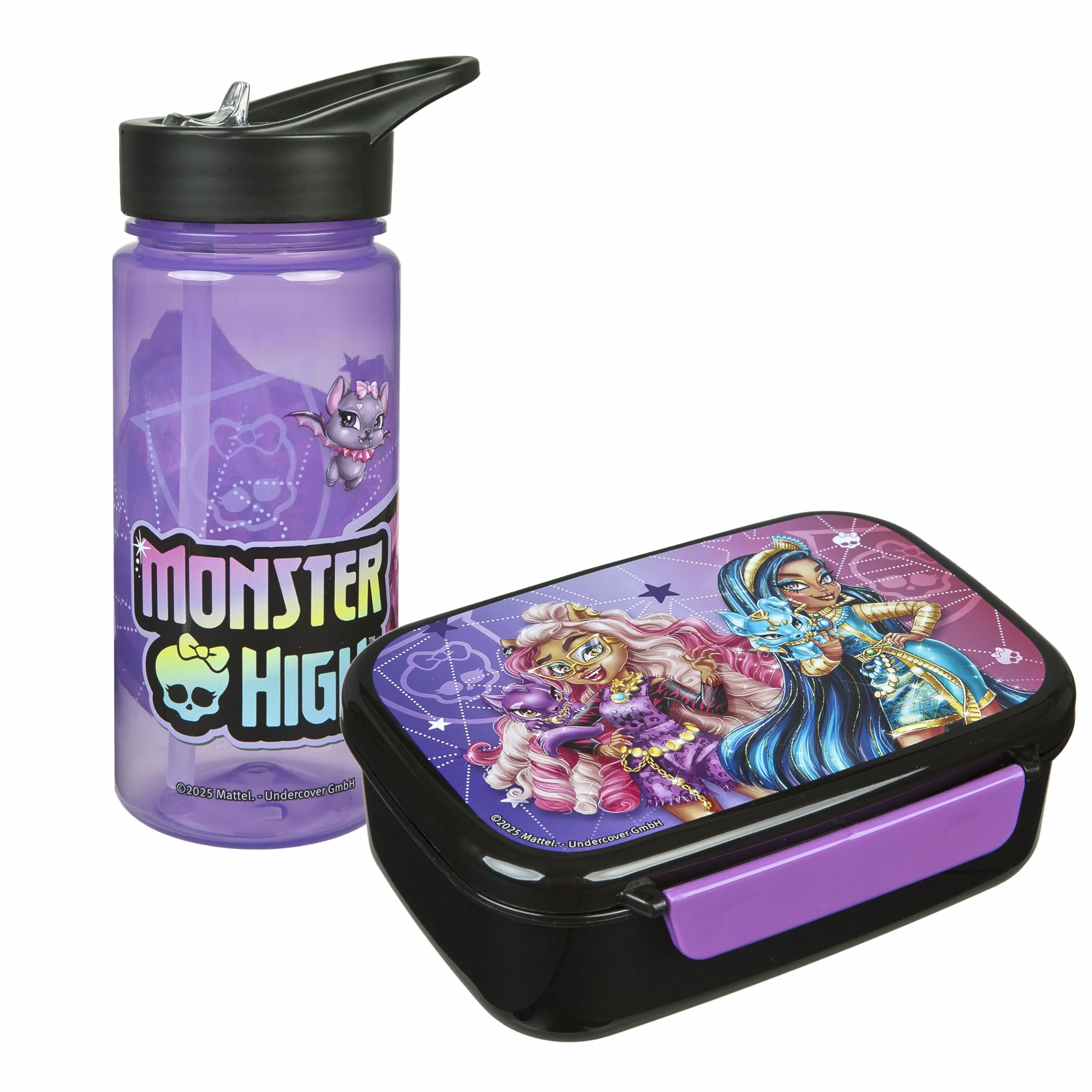 Scooli - Monster High zestaw naczyń dla dzieci - zestaw składający się z pudełka śniadaniowego i butelki na napoje - idealny do szkoły lub przedszkola – od 4 lat – z tworzywa sztucznego – bez BPA