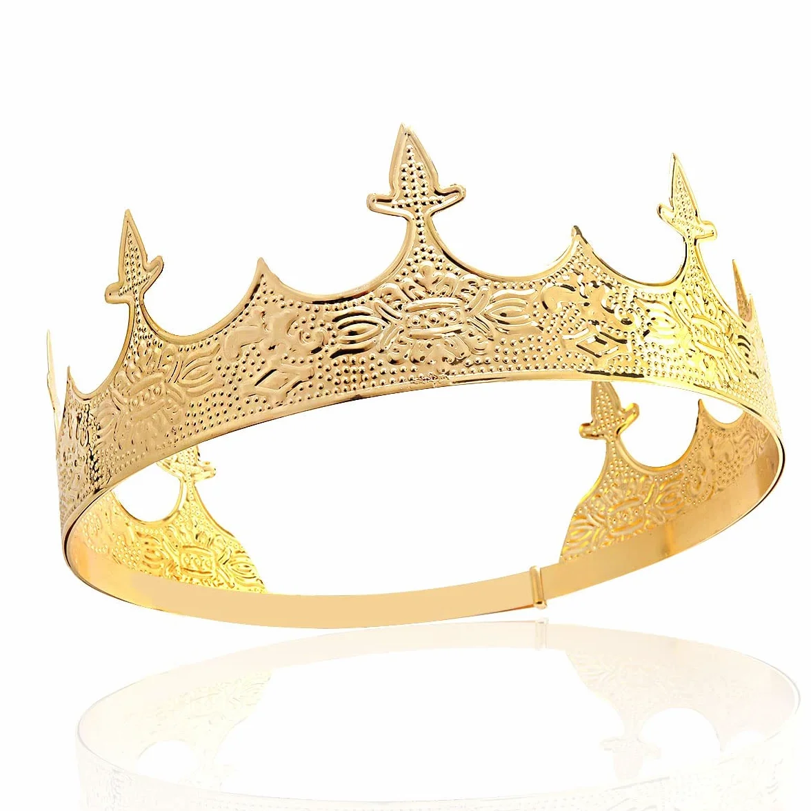 Korona Biżuteria do włosów Królewski Król Diadem Mężczyźni Metal Big Tiaras Na Halloween (Złoto)