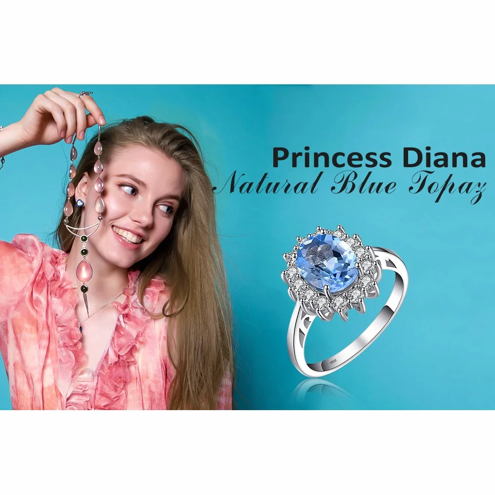 JewelryPalace Księżniczka Diana Szmaragd Szafir Topaz Ametyst Cytryn Granat Perydot Rubin Pierścionki, Pierścionek zaręczynowy Srebro 925 Biżuteria damska Rosegold Gold