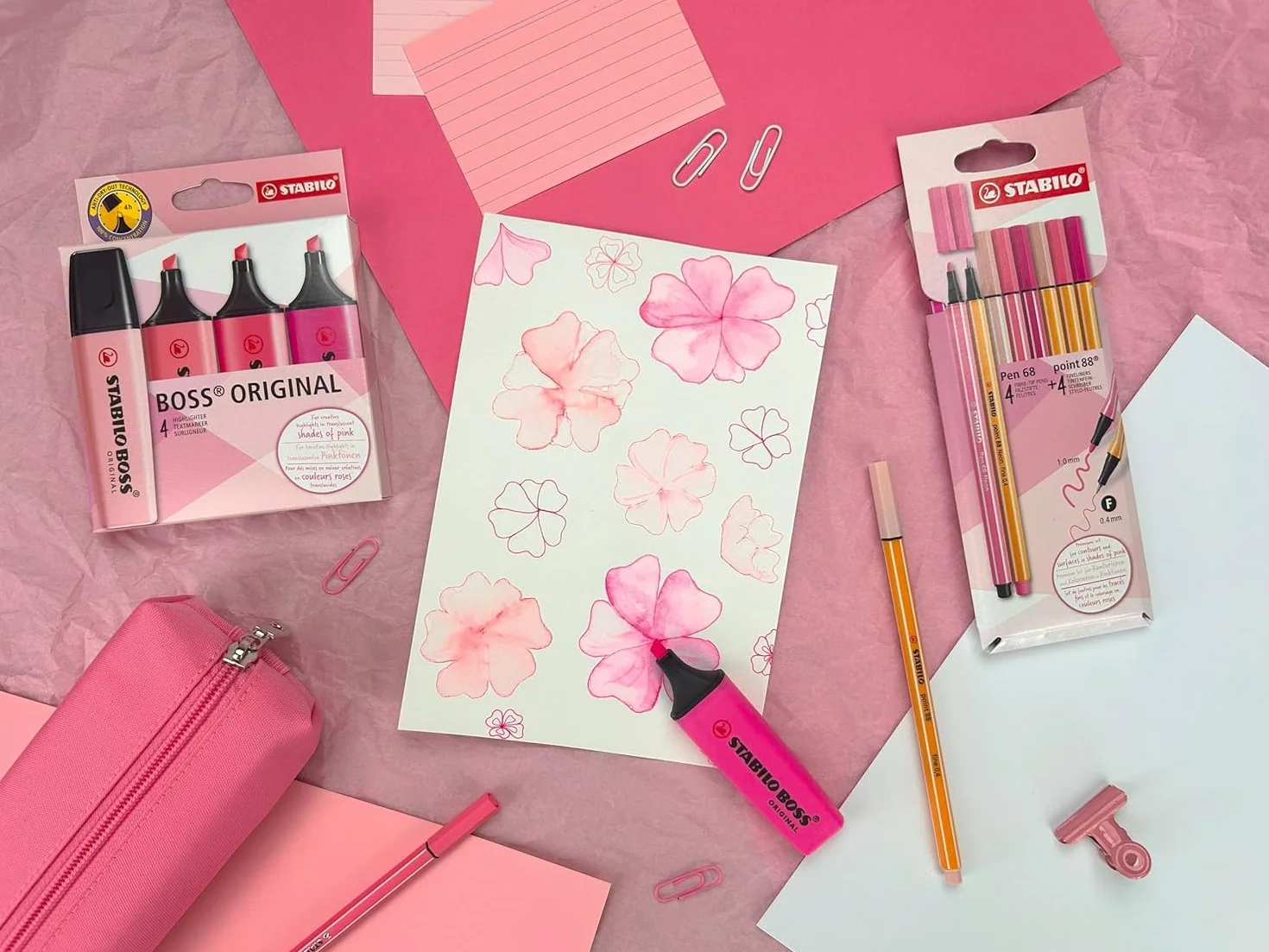 STABILO Boss Original zakreślacze - Shades of Pink - 4 sztuki w opakowaniu
