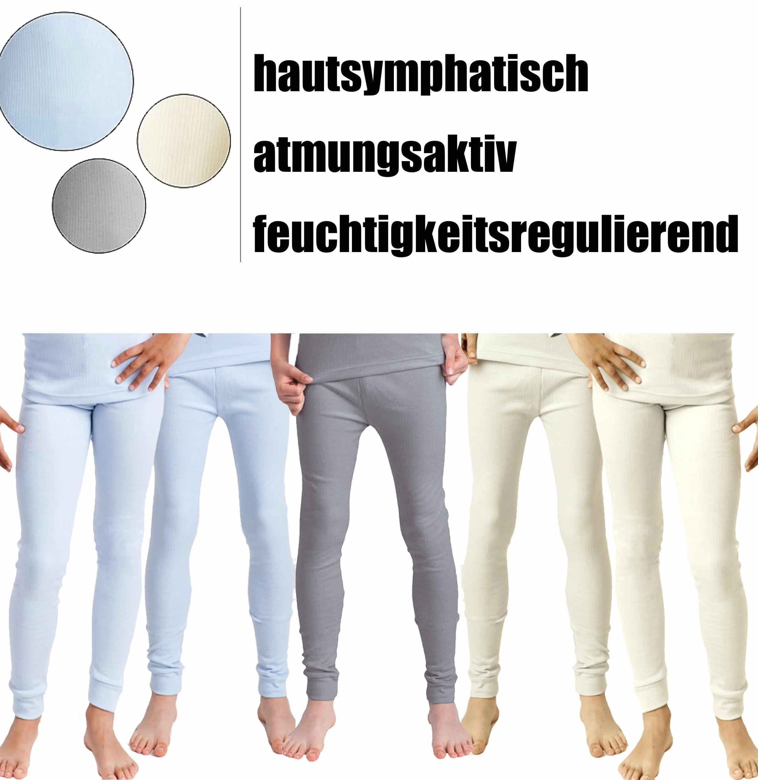 Cocain underwear Długie spodenki termiczne dla dzieci, 2 sztuki, szorstkie, przytulnie ciepłe, 122/128-158/164