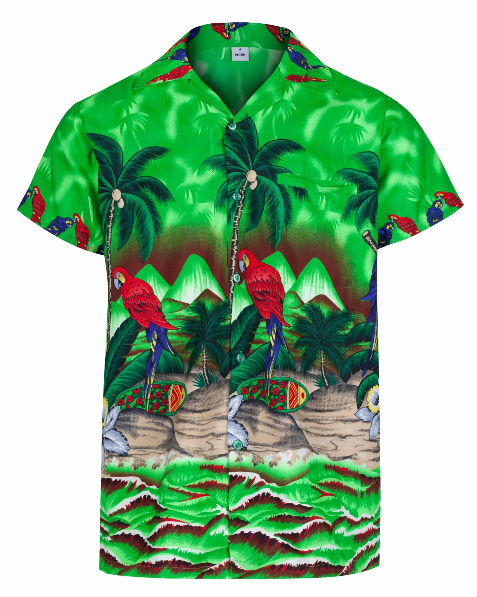 REDSTAR Hawaiian Shirts for Men a Short Sleeve Button Down Mens Shirt - Parrot and Palm Tree Beach Tropical - Mens Summer Dress