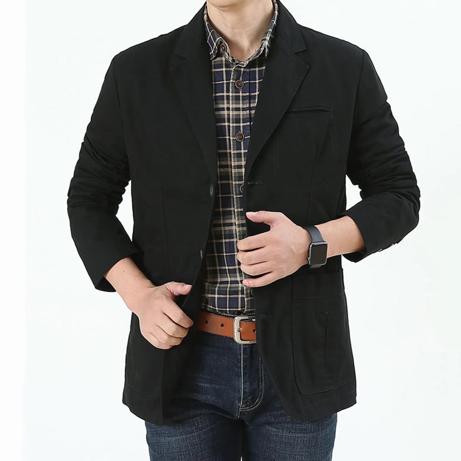 Generisch Męska marynarka slim fit, elegancka marynarka na lato, lekka marynarka, męska na wiosnę, stylowa kurtka garniturowa, biznesowa, na wesele, imprezę