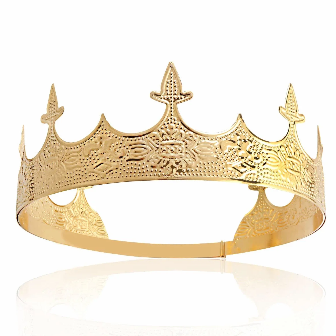Korona Biżuteria do włosów Królewski Król Diadem Mężczyźni Metal Big Tiaras Na Halloween (Złoto)
