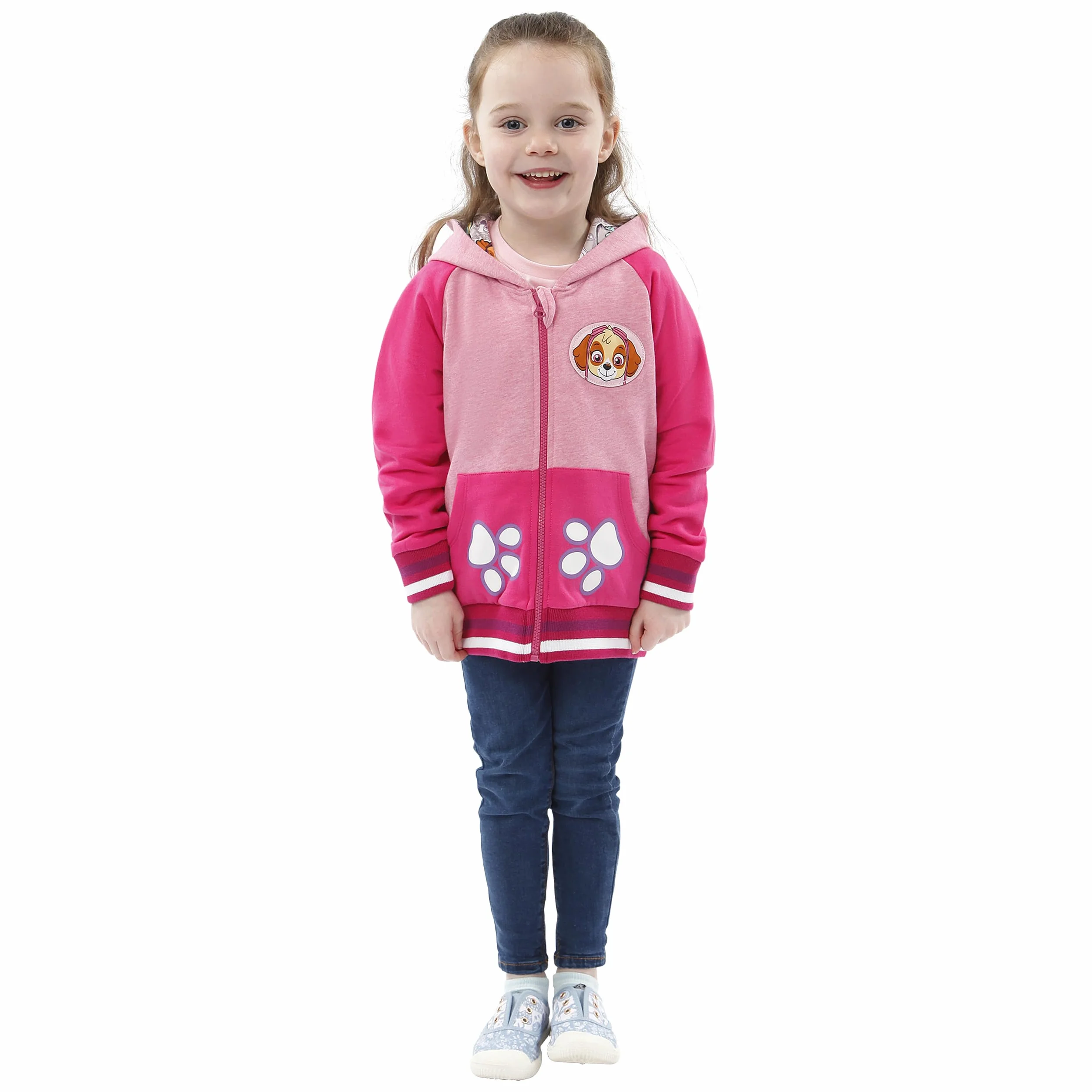 PAW PATROL Sweter dziewczęcy | Skye Zipper Hoodie | brokatowa bluza z kapturem dla dzieci