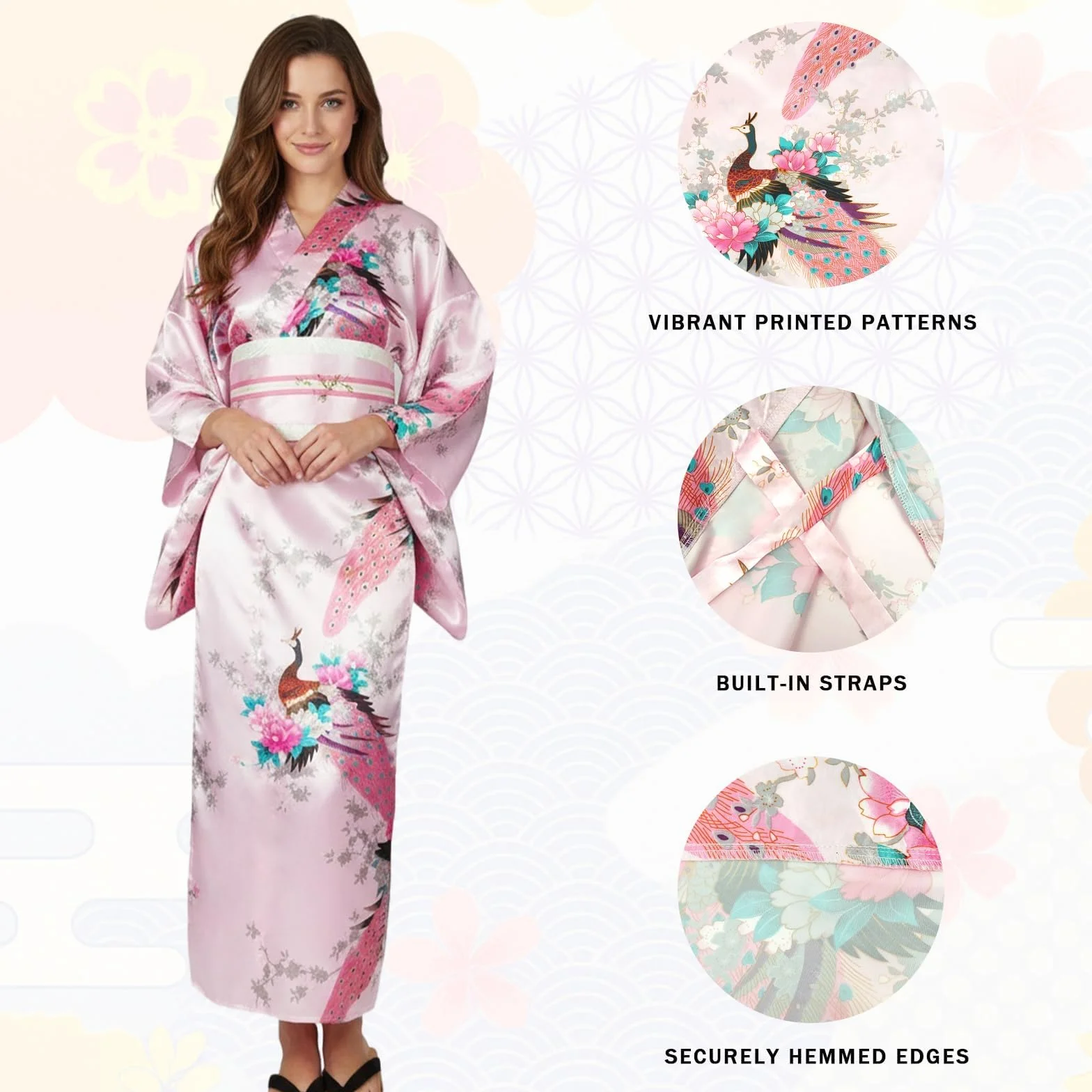 Tradycyjne japońskie kimono dla kobiet, japoński damski szlafrok Yukata, sukienki w stylu japońskim dla kobiet, kostium cosplay, satynowy szlafrok na imprezę, spa lub ślub, ze składanym wachlarzem i