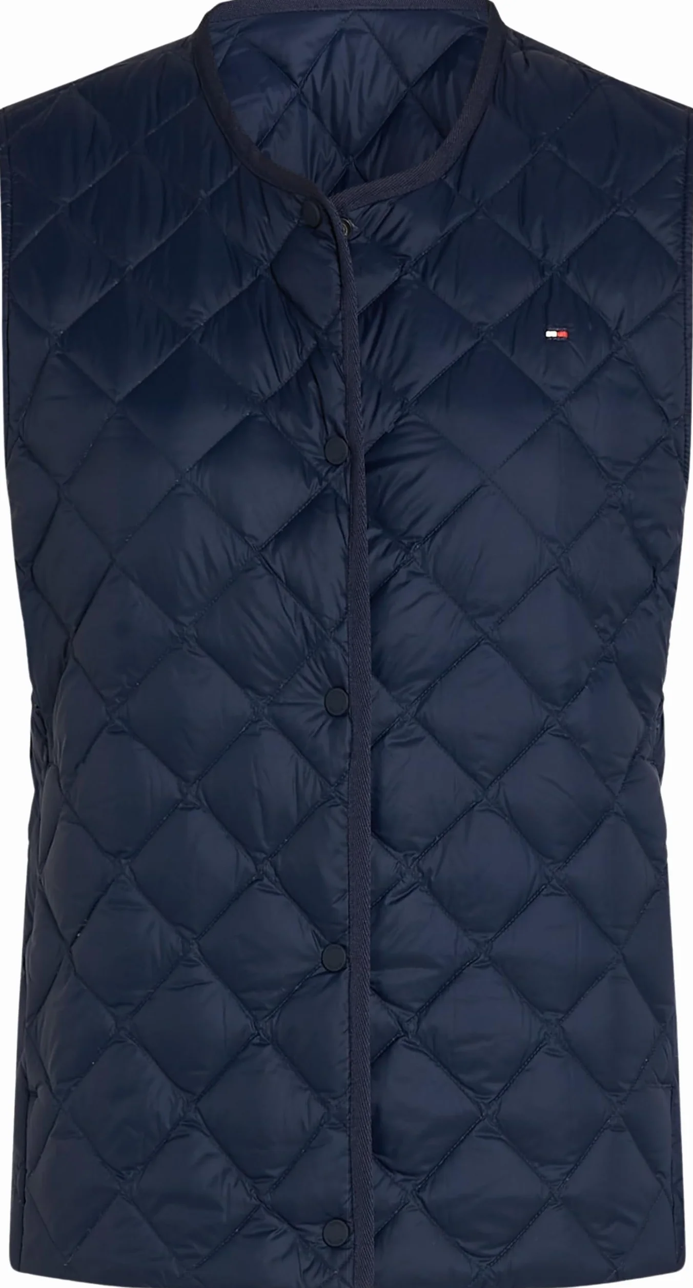 Tommy Hilfiger UL Down Pikowana kamizelka bez rękawów WW0WW43214 Kobiety Ul Down Quilt Collarless Vest Ww0ww43214