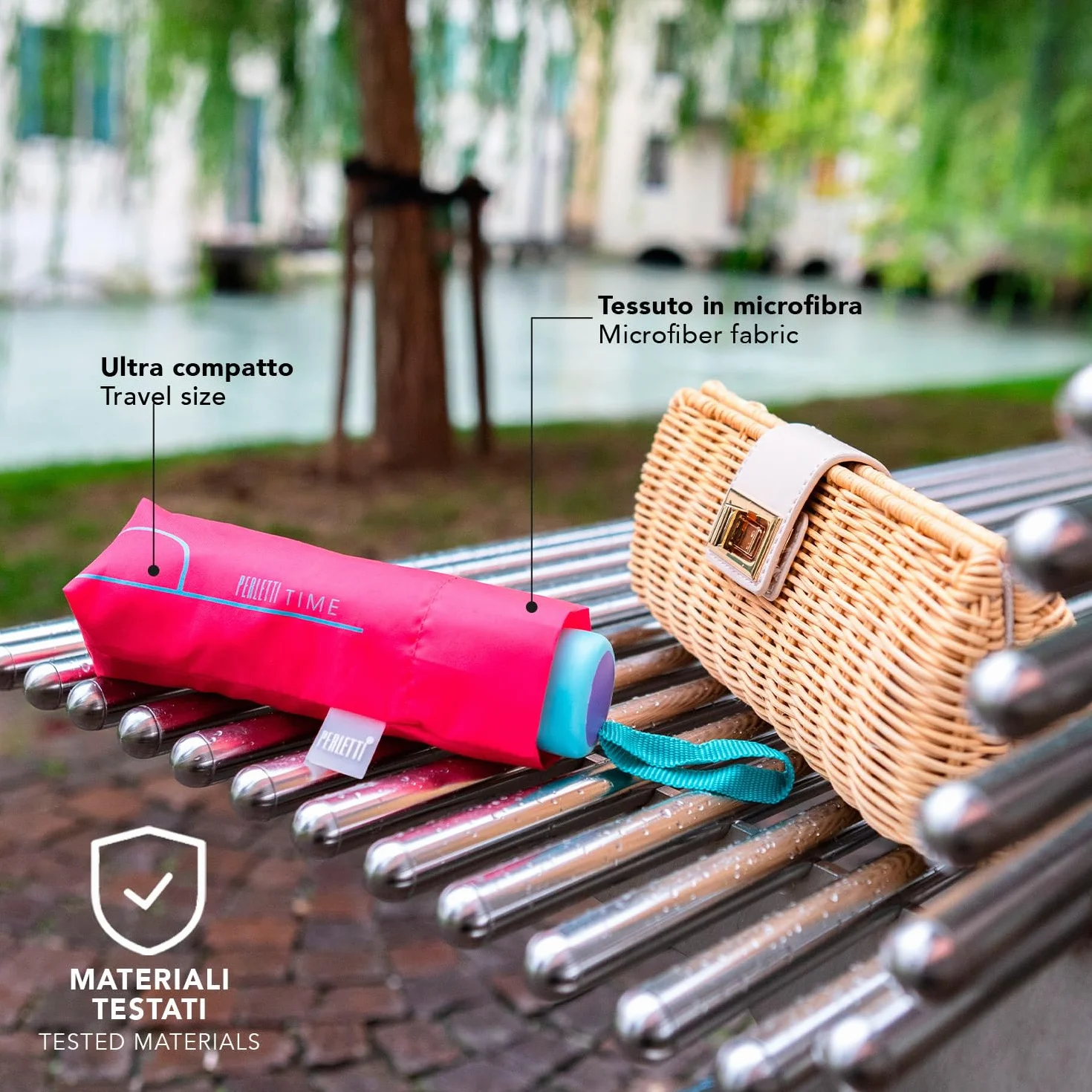 Parasolka Damska Rozkładana Manualnie Mała - Ultra Mini Parasol Lekki Kieszonkowy Okrągły Wiatroodporny - Parasolka Idealna Podczas Podróży - Średnica 90 cm - Perletti