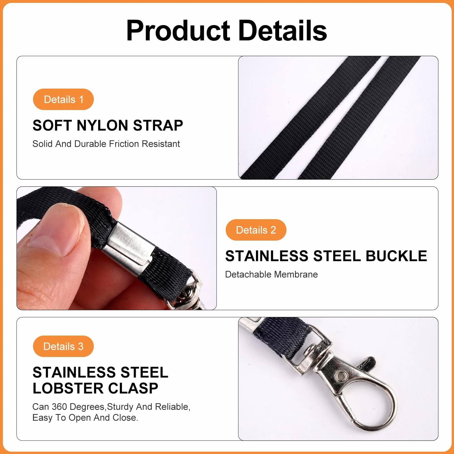 Smycz do kluczy, 100 sztuk, czarne, 46 cm, do zawieszenia, na dowód osobisty, z metalowym obrotem, na klucze, telefon komórkowy, portfel, uchwyt na dowód osobisty, USB, Pendrive