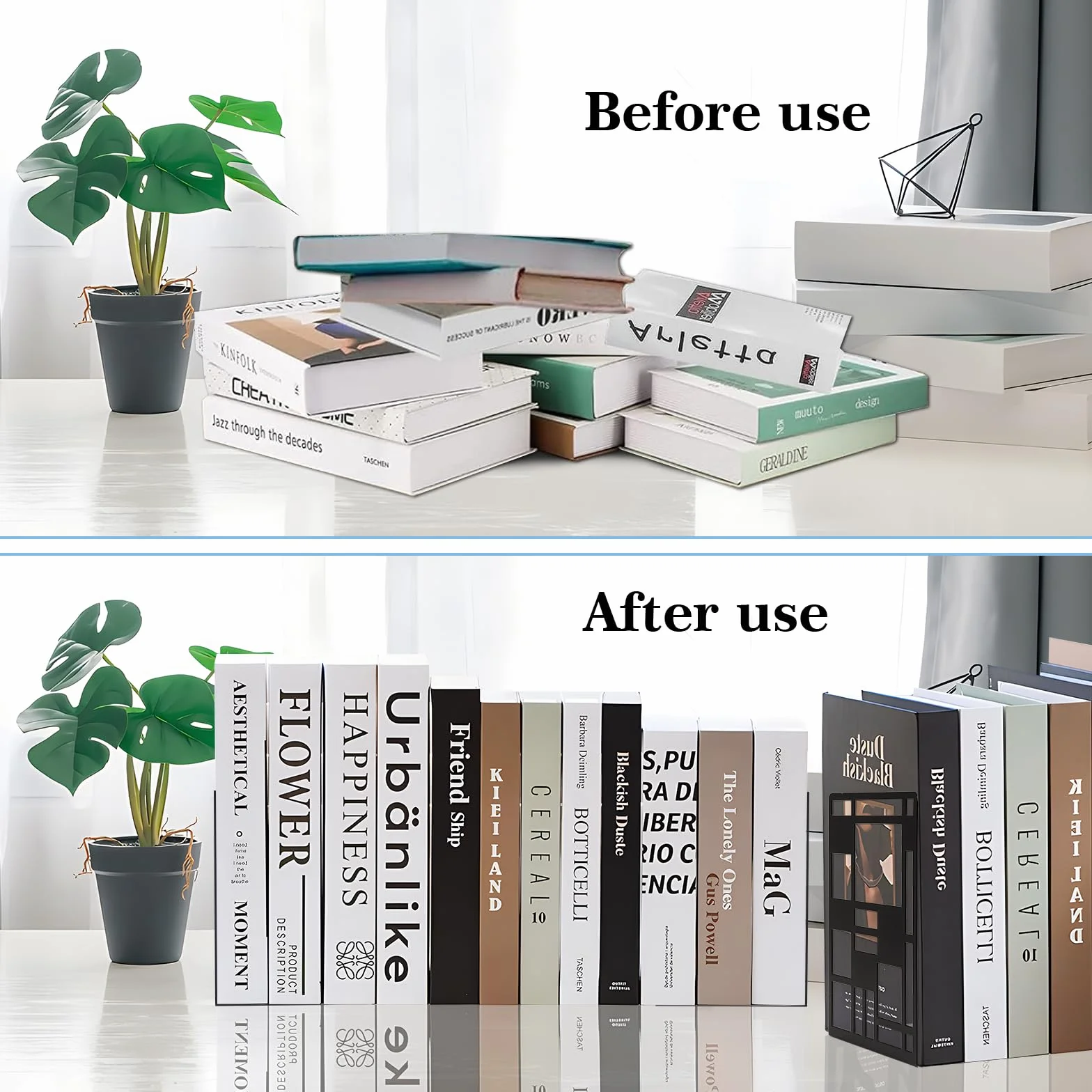 Gucass 4 Pary PodpóRki Do KsiążEk, Metalowy Uchwyt Na KsiążKi Do RegałóW Bookends, WytrzymałE Organizer Na KsiążKi, Niewidoczny Regał Na KsiążKi, Do SzkołY, Domu, Biura,19x 10x 13cm, Czarny