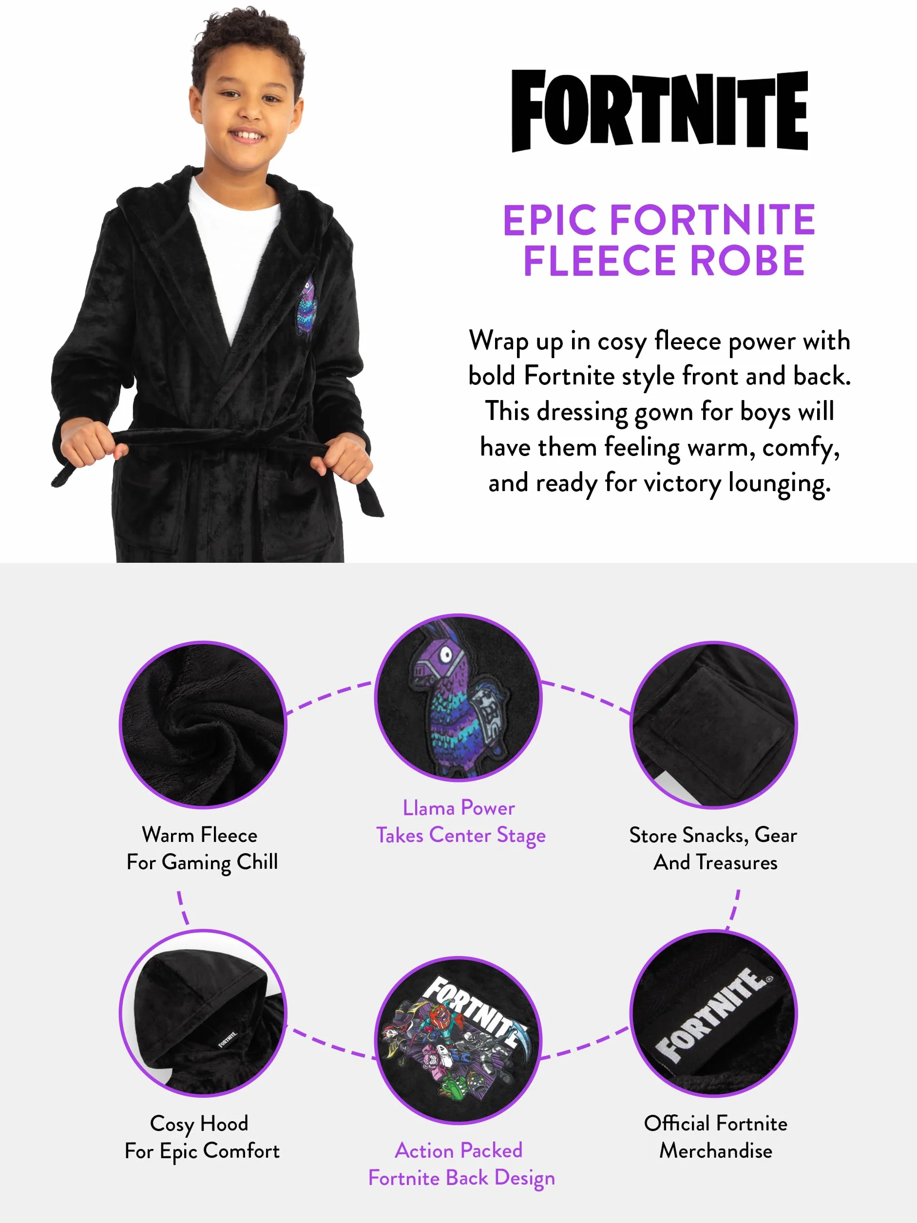 Fortnite Szlafrok Dla Dzieci, Chłopięcy Szlafrok Z Kapturem, Gamingowy Szlafrok Kąpielowy Chłopców, Puszysty Szlafrok Dla Dzieci